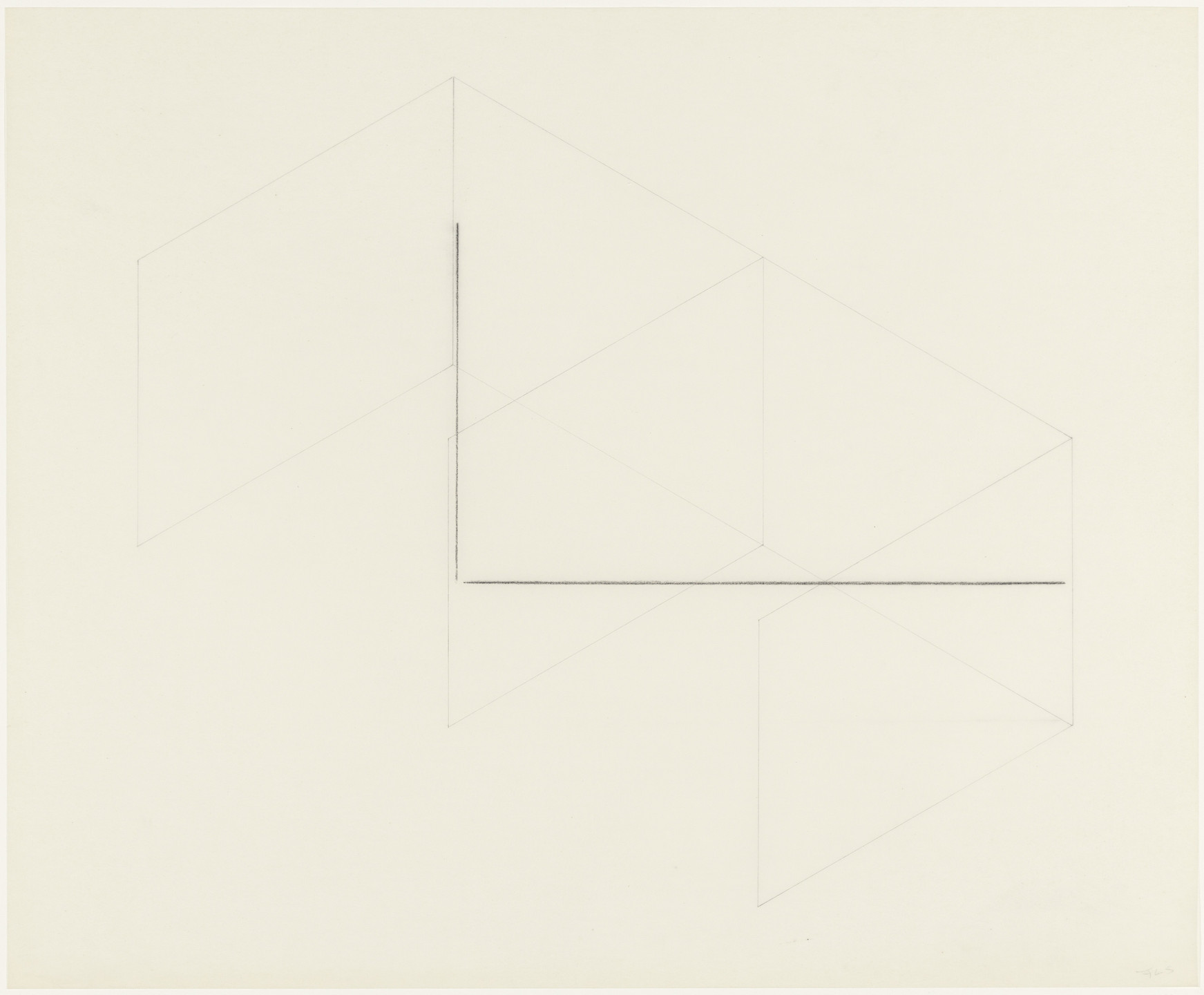 Fred Sandback. From the series 16 Variations of 2 Horizontal Lines. (1973)