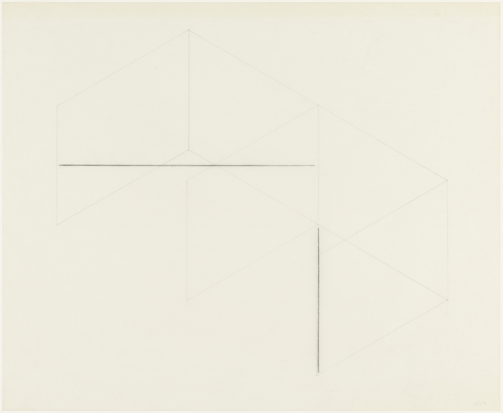Fred Sandback. From the series 16 Variations of 2 Horizontal Lines. (1973)