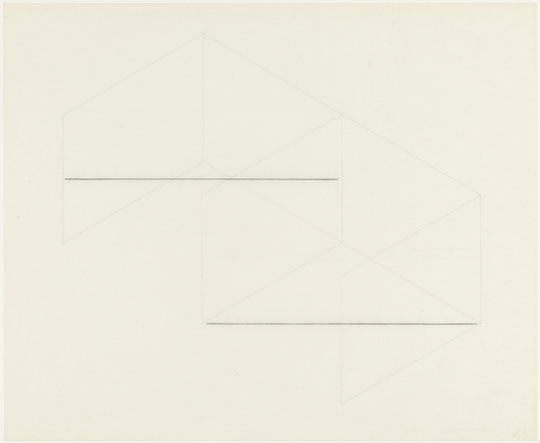 Fred Sandback. From the series 16 Variations of 2 Horizontal Lines. (1973)