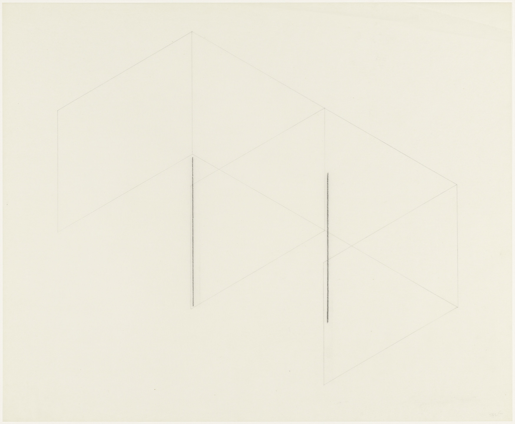 Fred Sandback. From the series 16 Variations of 2 Horizontal Lines. (1973)