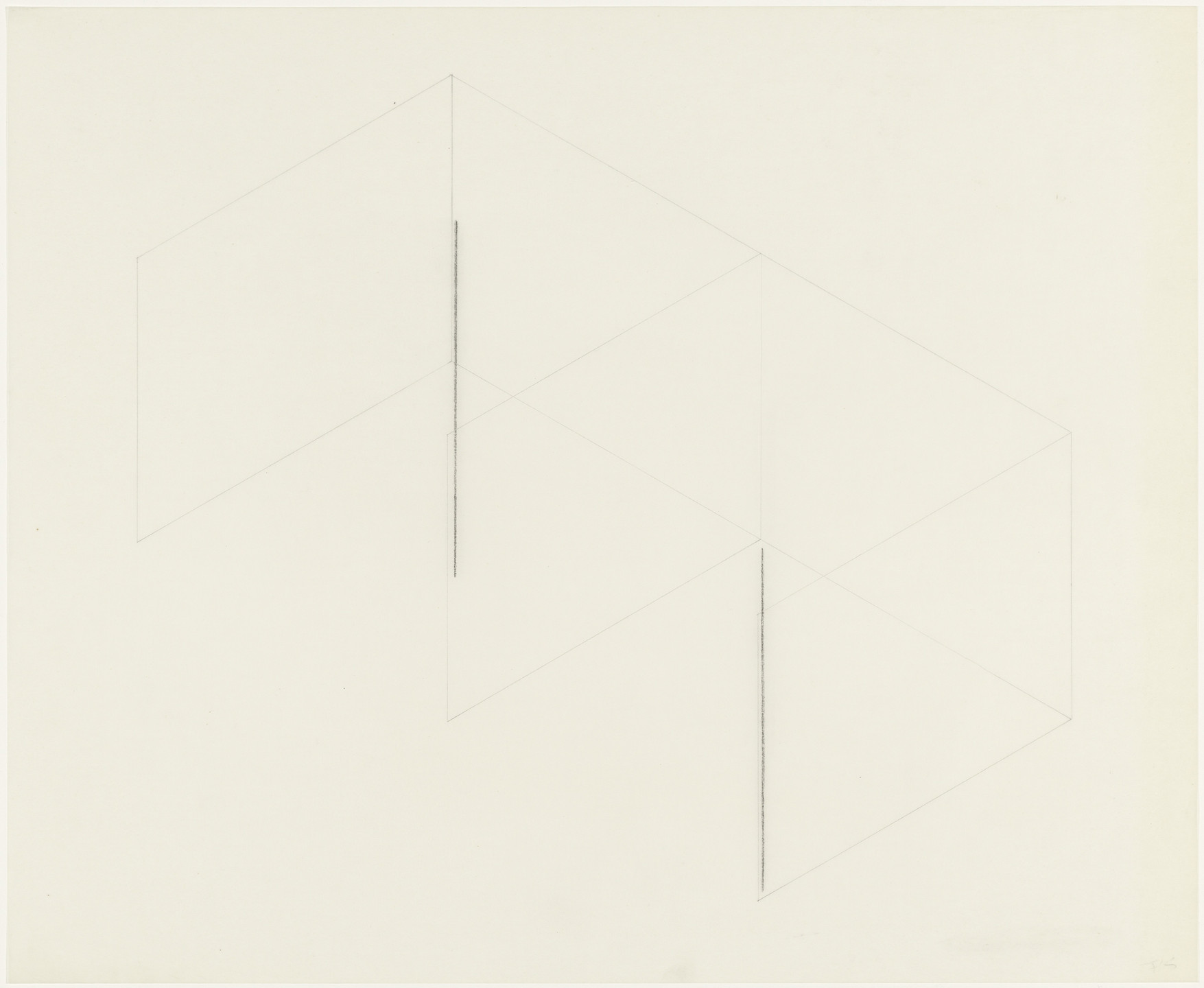Fred Sandback. From the series 16 Variations of 2 Horizontal Lines. (1973)