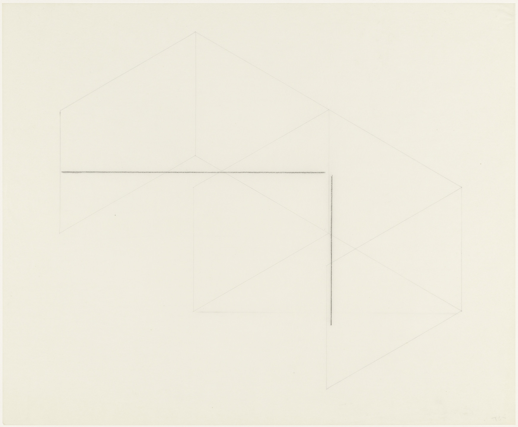 Fred Sandback. From the series 16 Variations of 2 Horizontal Lines. (1973)