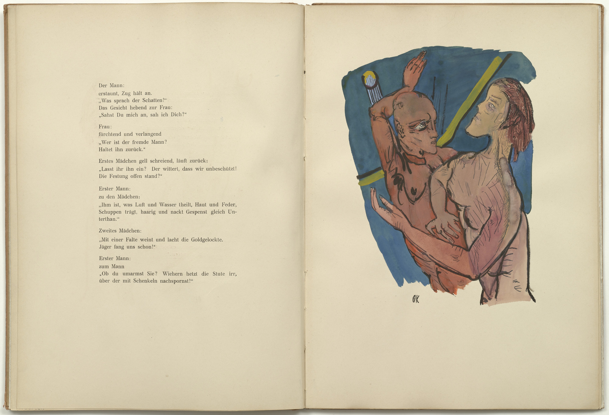 Oskar Kokoschka. Plate (folio 6) from Mörder, Hoffnung der Frauen (Murderer, Hope of Women). 1916 (original executed in 1910)