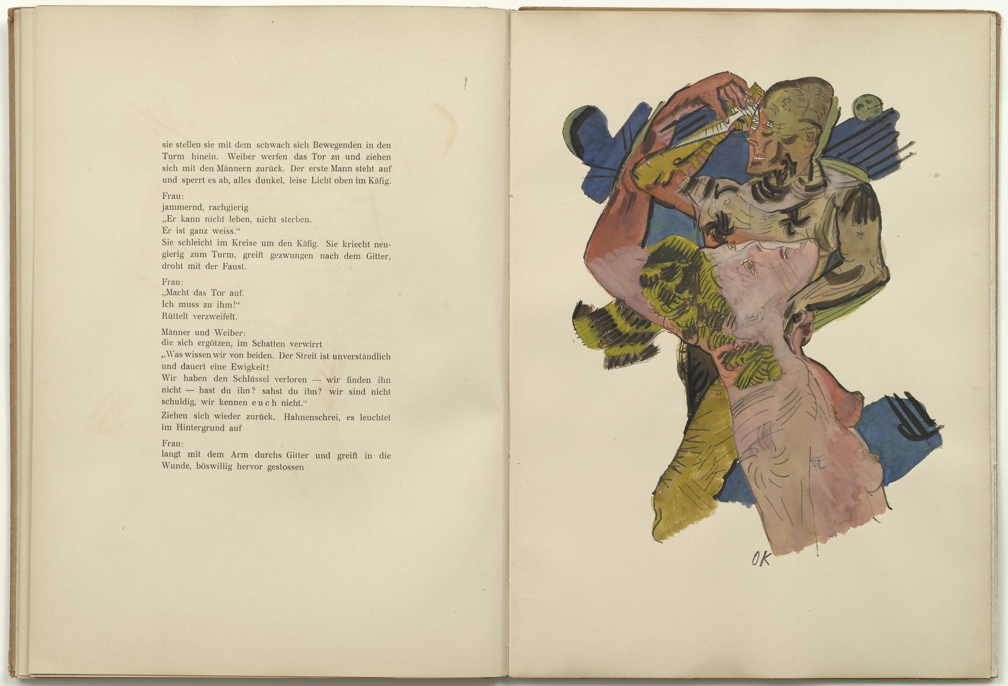 Oskar Kokoschka. Plate (folio 10) from Mörder, Hoffnung der Frauen (Murderer, Hope of Women). 1916 (original executed in 1910)