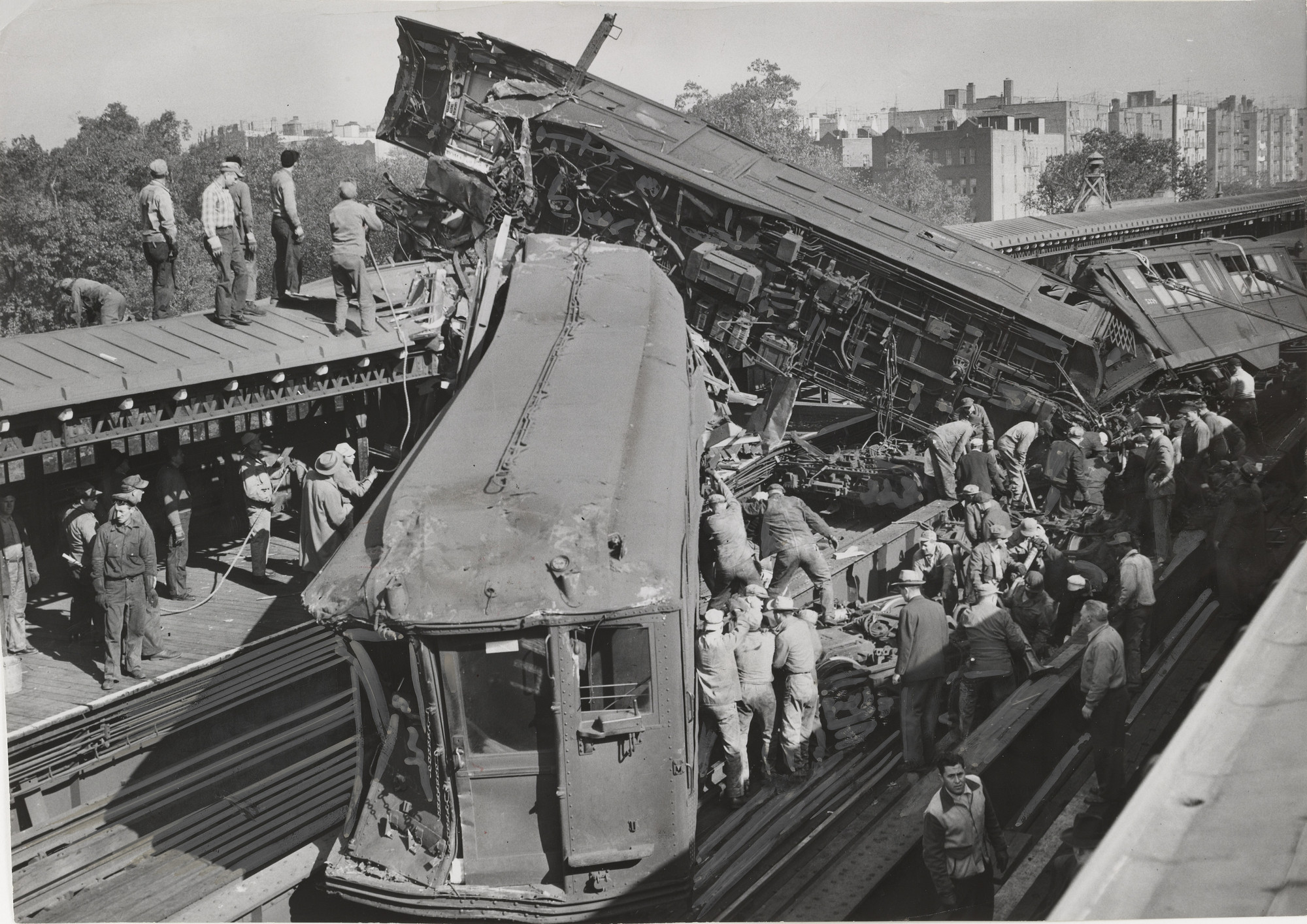 Arthur Brower/The New York Times. Subway Crash on the IRT, Mosholu Parkway Station. October 23, 1952