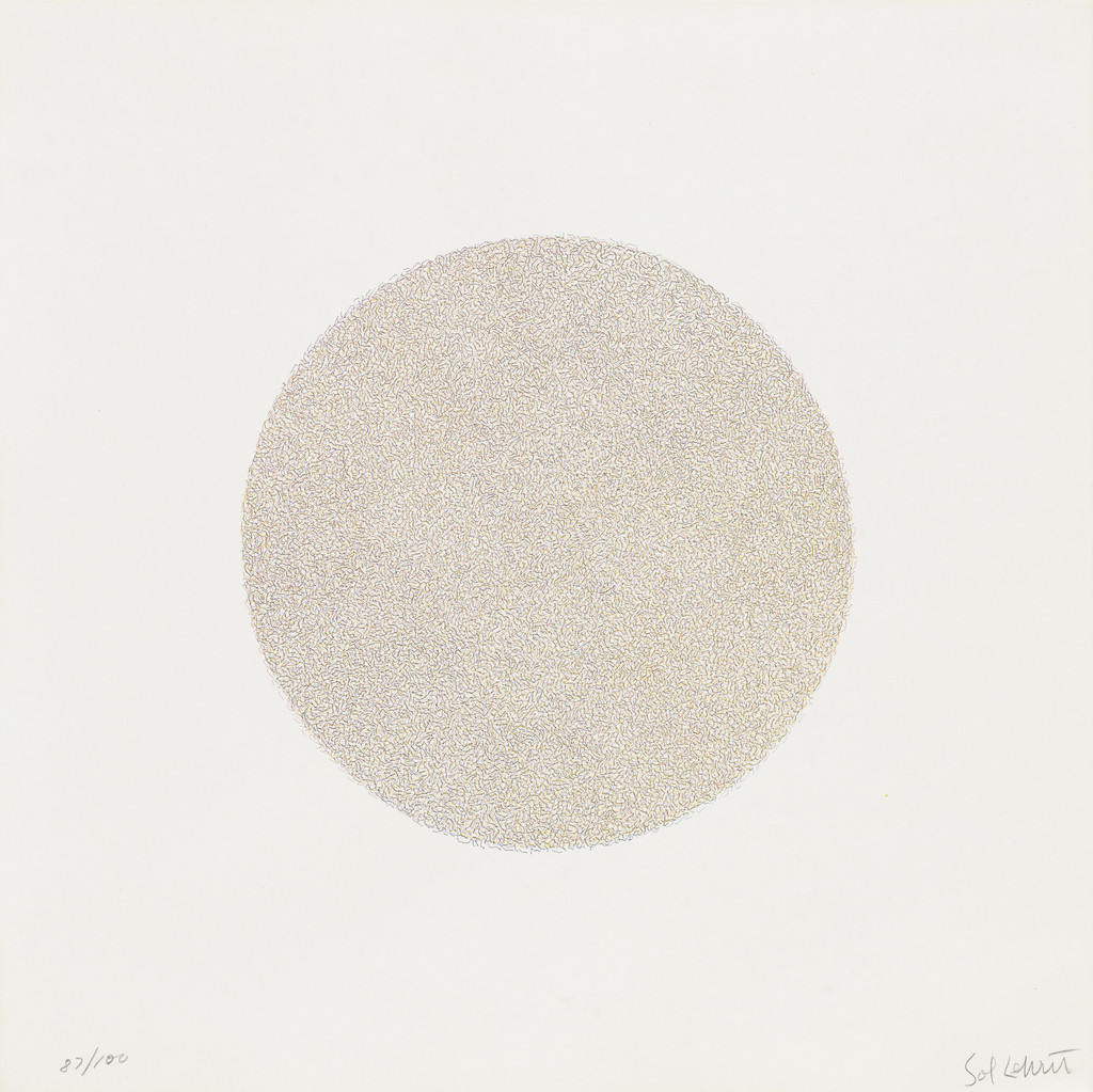 Lines, Not Long, Not Heavy, Not Touching, Drawn at Random (circle) in Four Colors, Printed in Four Directions