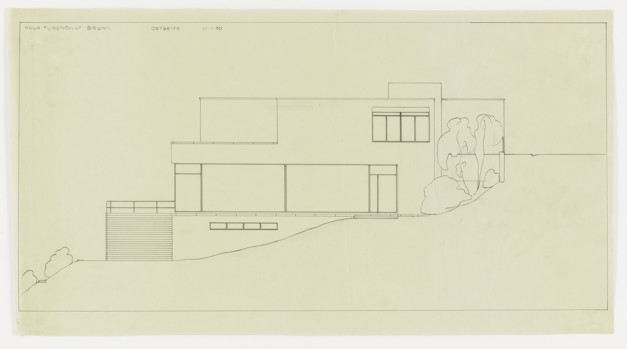 Ludwig Mies van der Rohe. Tugendhat House, Brno, Czech Republic (Elevation)