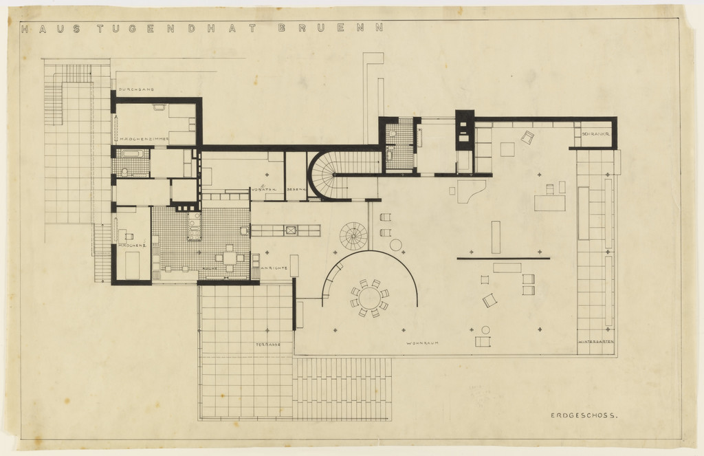 Tugendhat House, Brno, Czech Republic, Ground floor plan