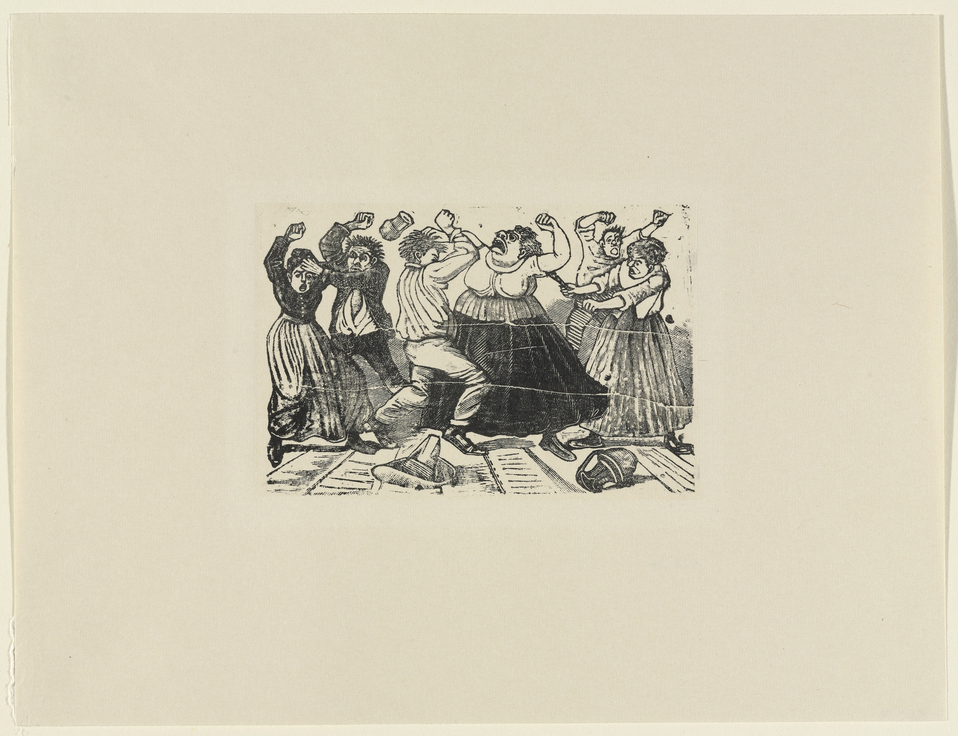 José Guadalupe Posada. Ballad of A Dispute Between Mothers-in-Law, Godmothers, and Sons-in-Law (Corrido: Pleito de Suegras, Comadres y Yernos). after 1891