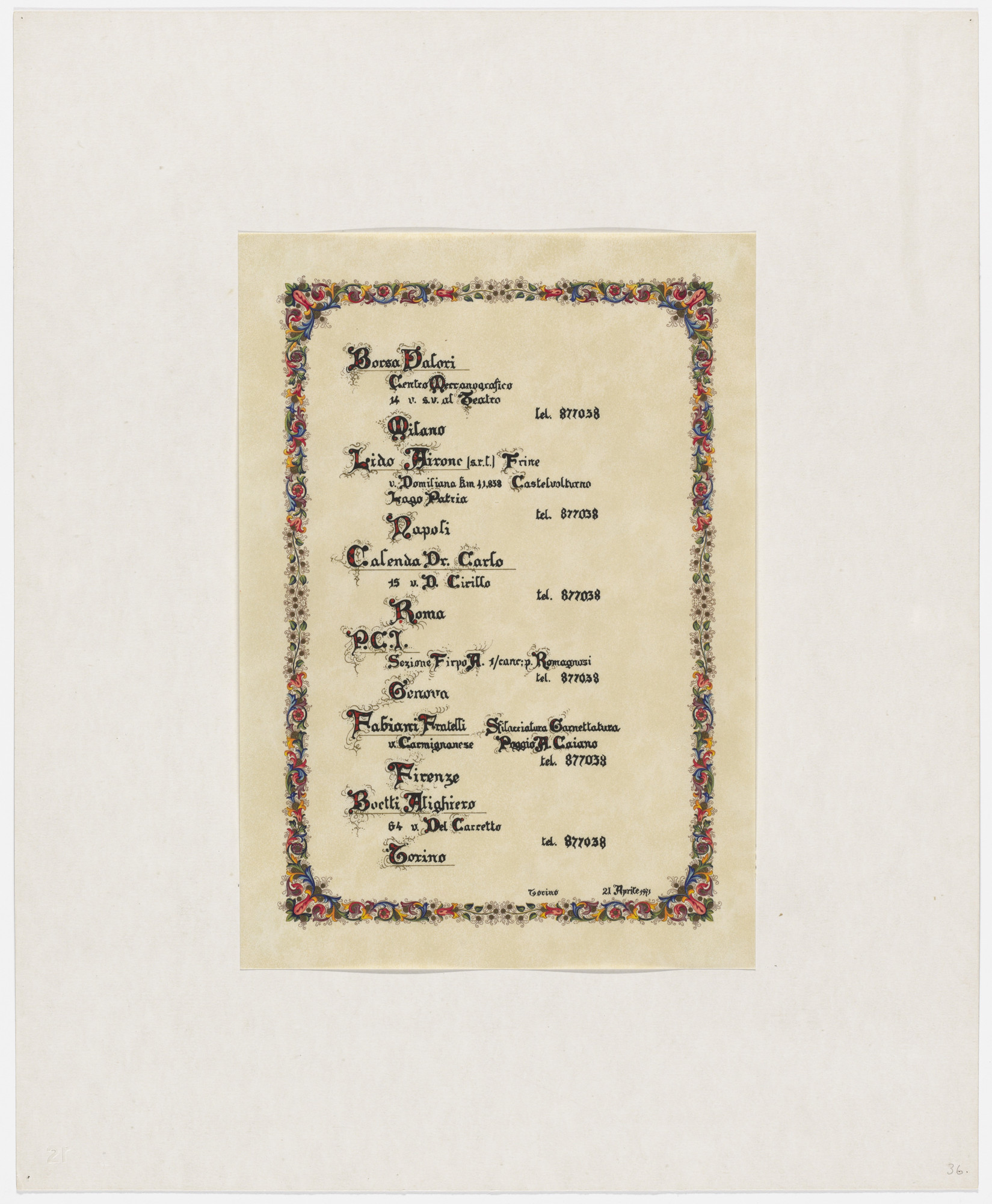 Alighiero Boetti. Calligrafia from Insicuro Noncurante