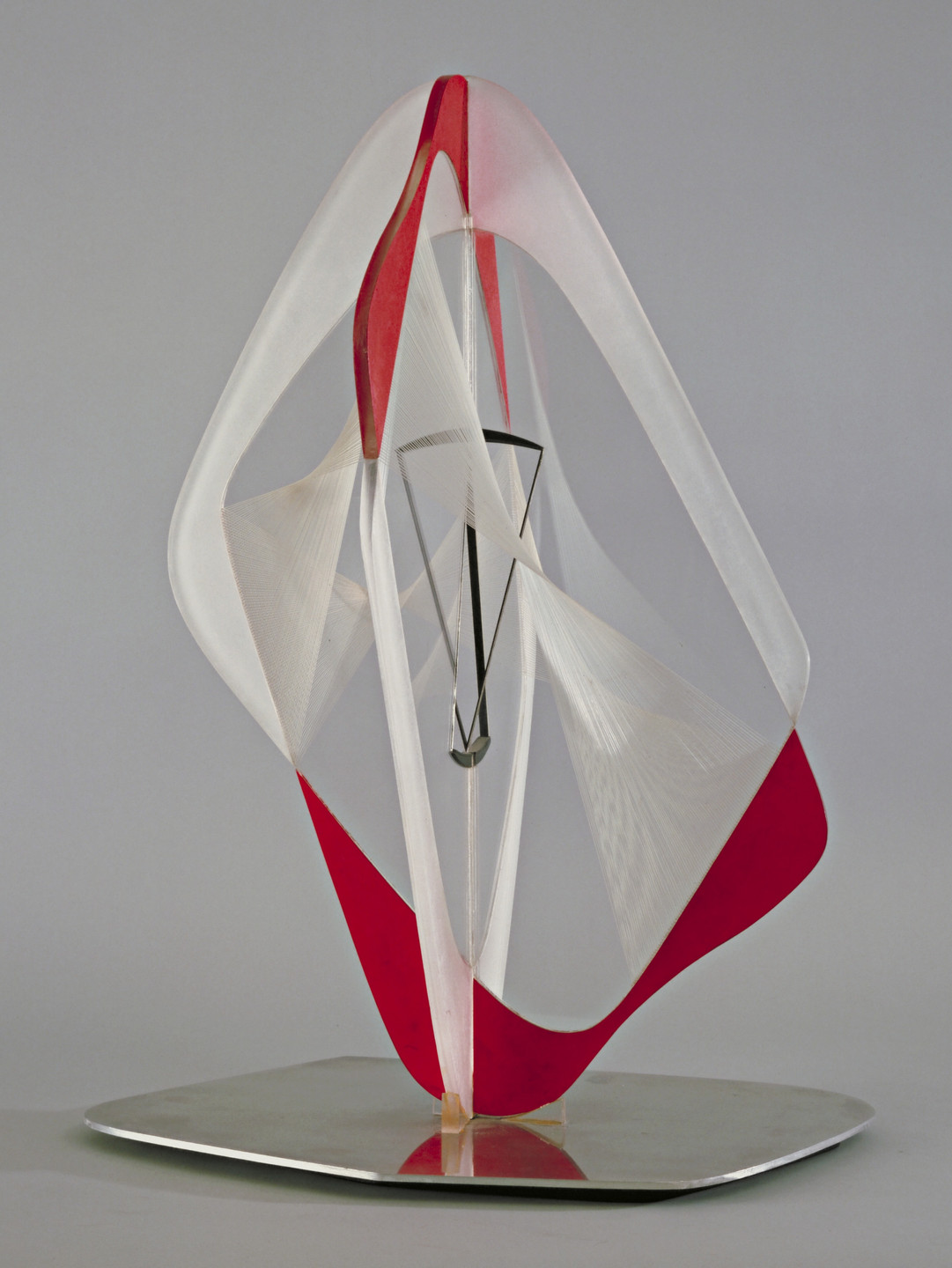 Naum Gabo. Linear Construction in Space no. 3, with Red. 1952-53