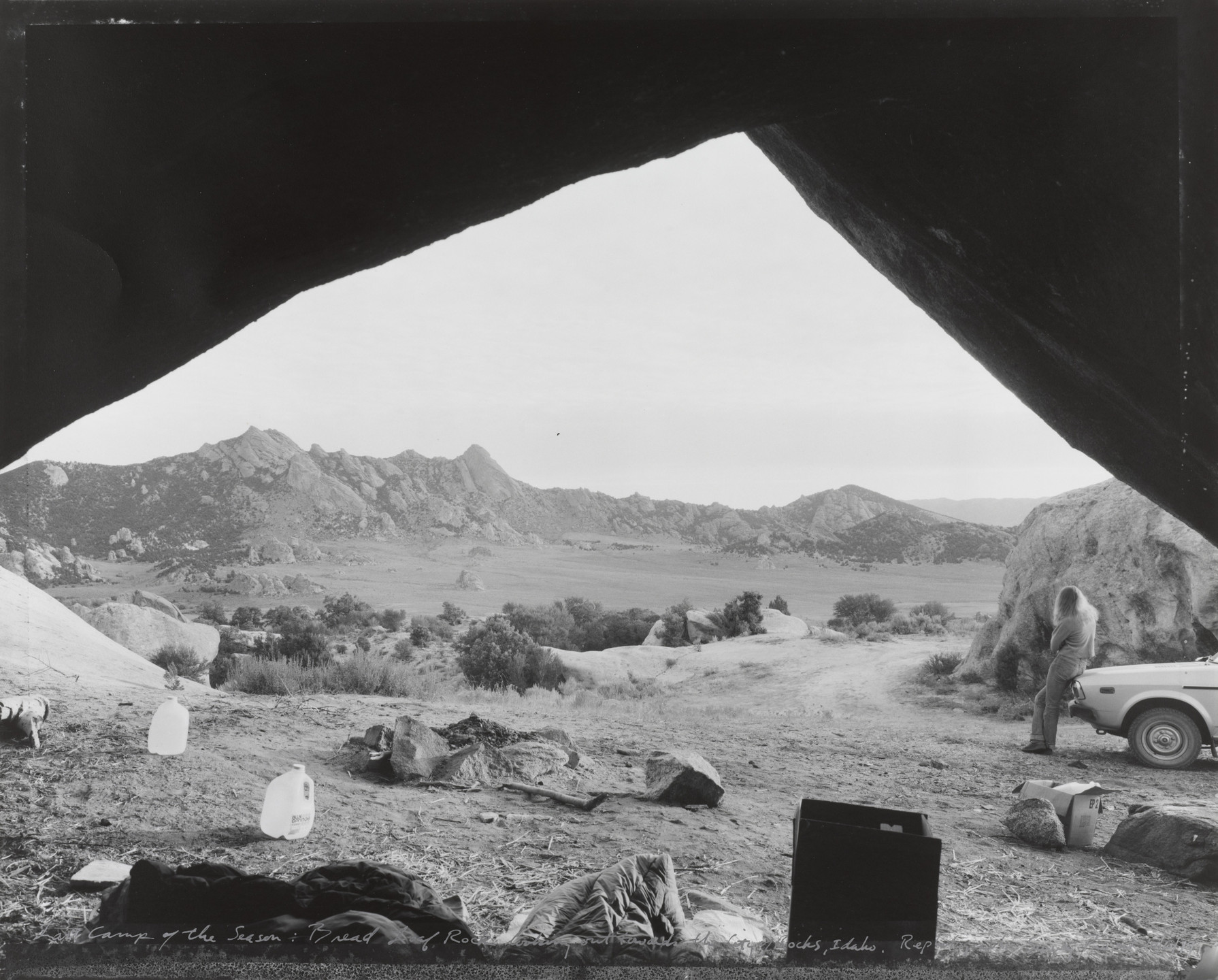 Mark Klett. Last Camp of the Season: Bread Loaf Rock looking out towards the City of Rocks, Idaho from the series Rephotographic Survey Project. October 10, 1979