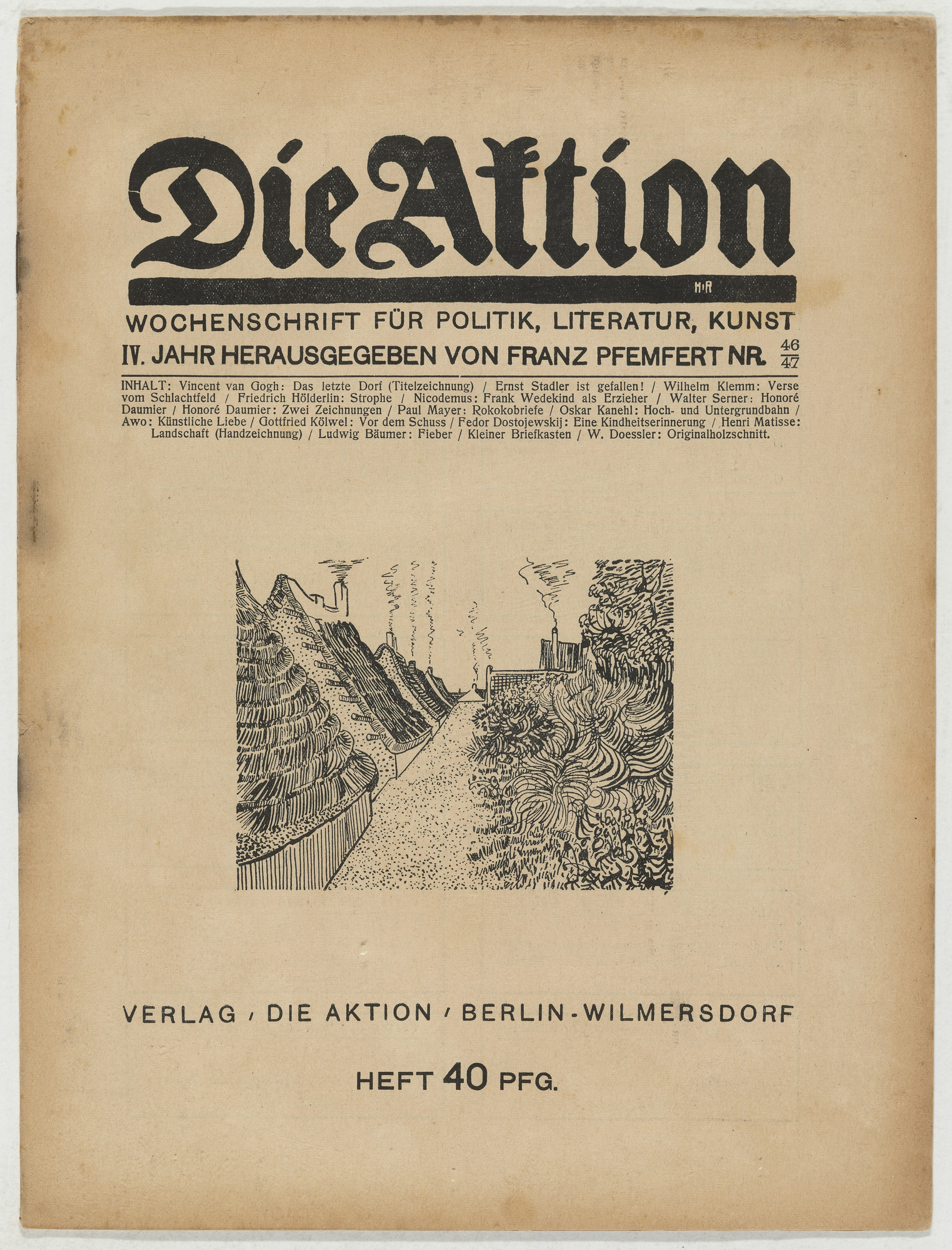 W. Doessler. Die Aktion, vol. 4, no. 46/47