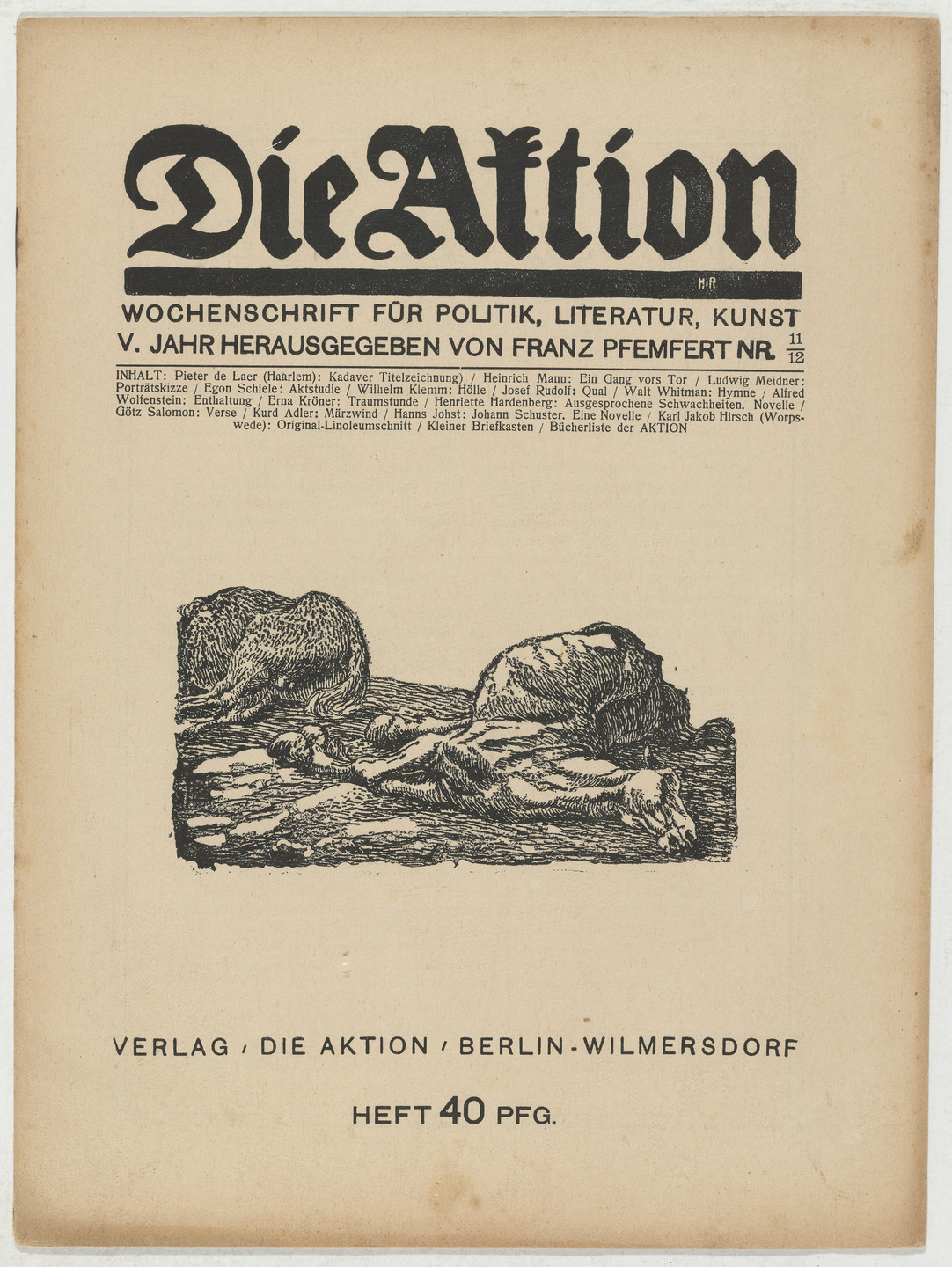Karl Jacob Hirsch. Die Aktion, vol. 5, no. 11/12. March 13, 1915