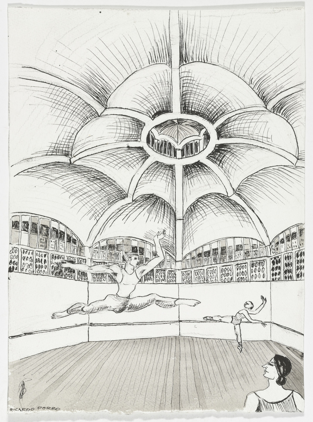 Ricardo Porro. Escuela Nacional de Ballet, Havana (Interior perspective sketch). 1961–1965
