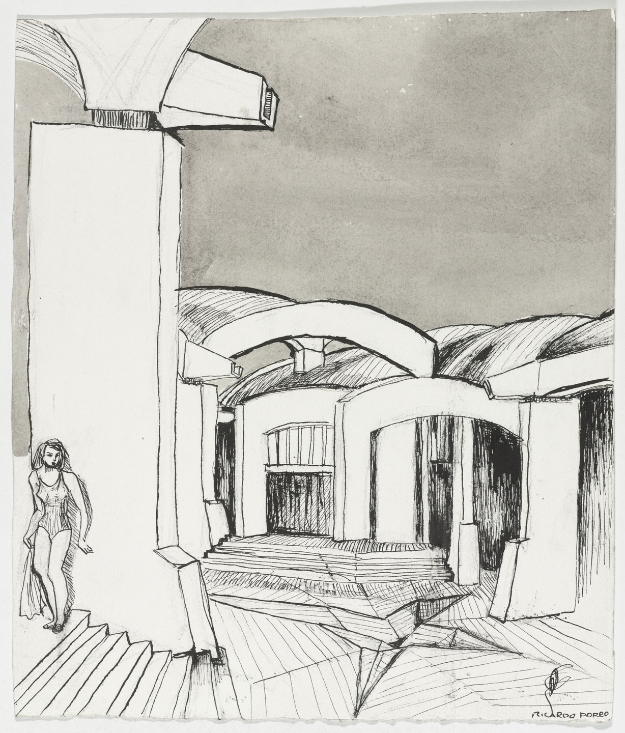 Ricardo Porro. Escuelas Nacionales de Arte de Habana-Cuba (Exterior perspective sketch). 1961–1965