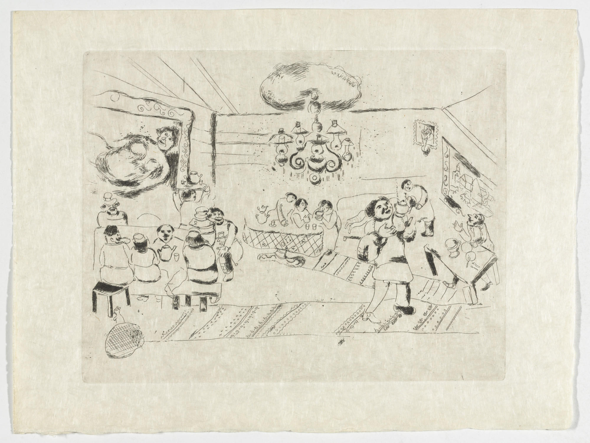 Marc Chagall. The Tavern (Le Traktir), plate II (supplementary suite) from Les Âmes mortes