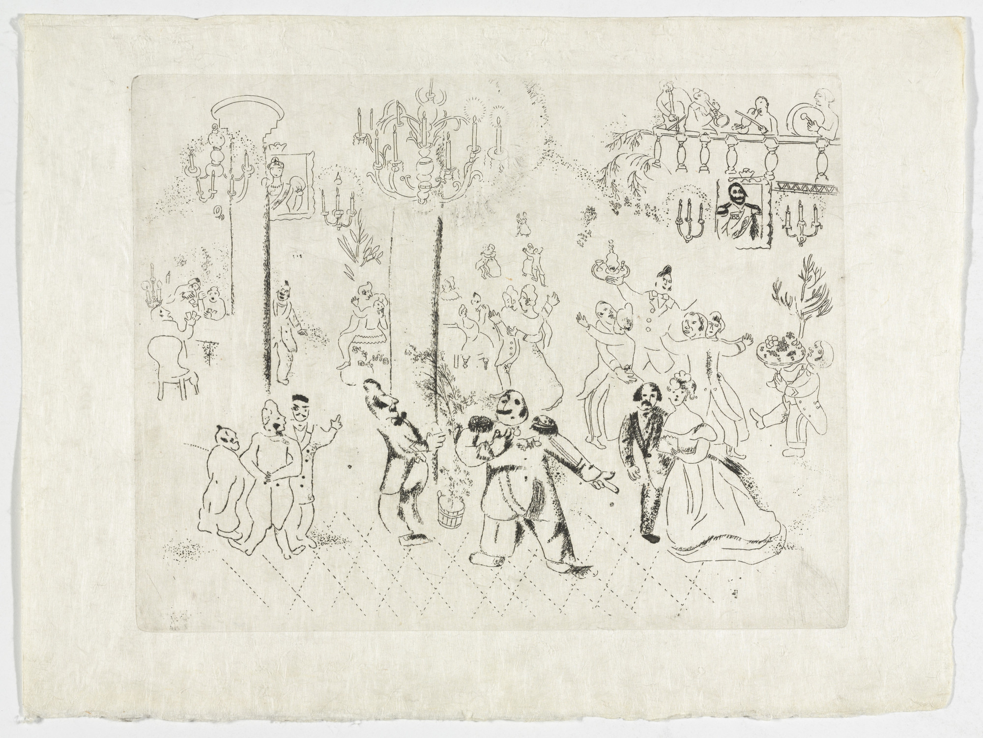 Marc Chagall. The Soiree at the Governor's House (La Soirée chez le gouverneur), plate IV (supplementary suite) from Les Âmes mortes