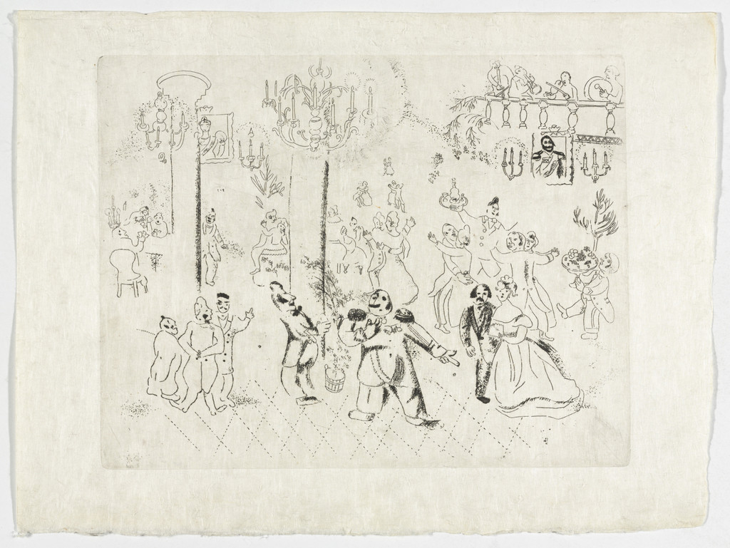 The Soiree at the Governor's House (La Soirée chez le gouverneur), plate IV (supplementary suite) from Les Âmes mortes, Marc Chagall, 1923-48