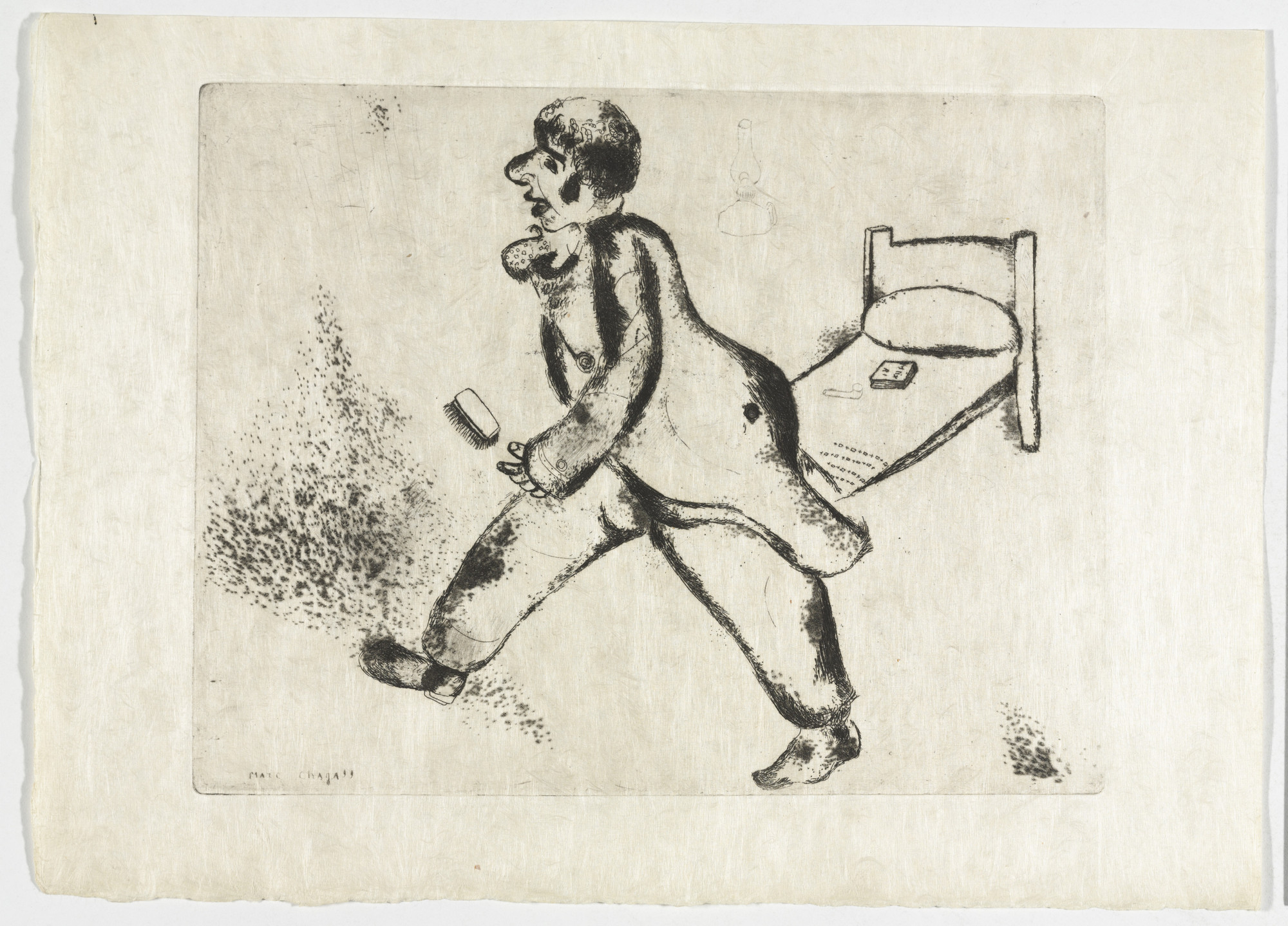 Marc Chagall. Pétrouchka, plate V (supplementary suite) from Les Âmes mortes
