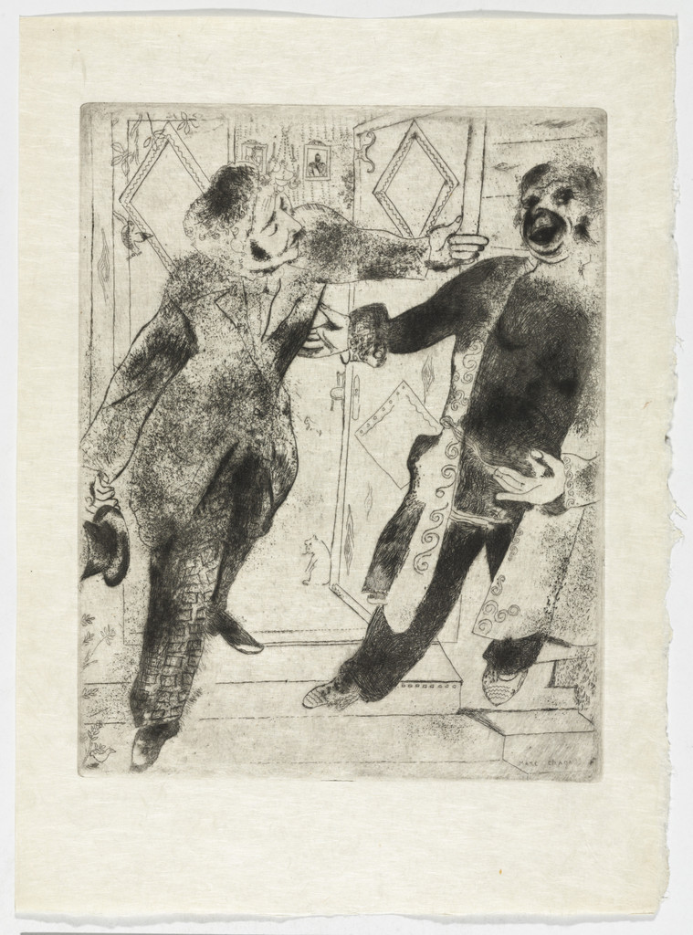 Manilov and Tchitchikov at the Doorstep (Manilov et Tchitchikov sur le seuil de la porte), plate IX (supplementary suite) from Les Âmes mortes