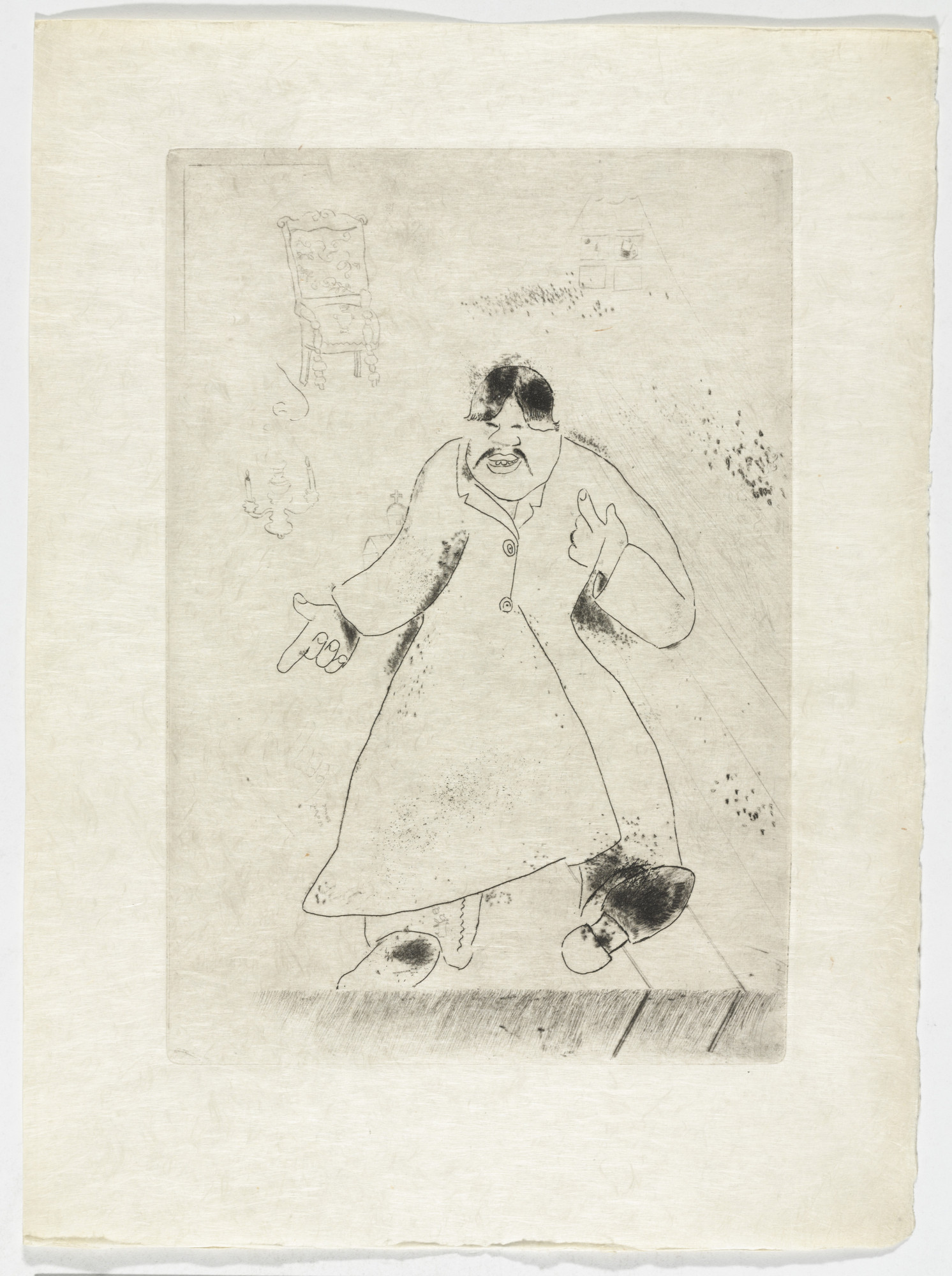 Marc Chagall. The Superintendant (L'Intendant), plate XI (supplementary suite) from Les Âmes mortes