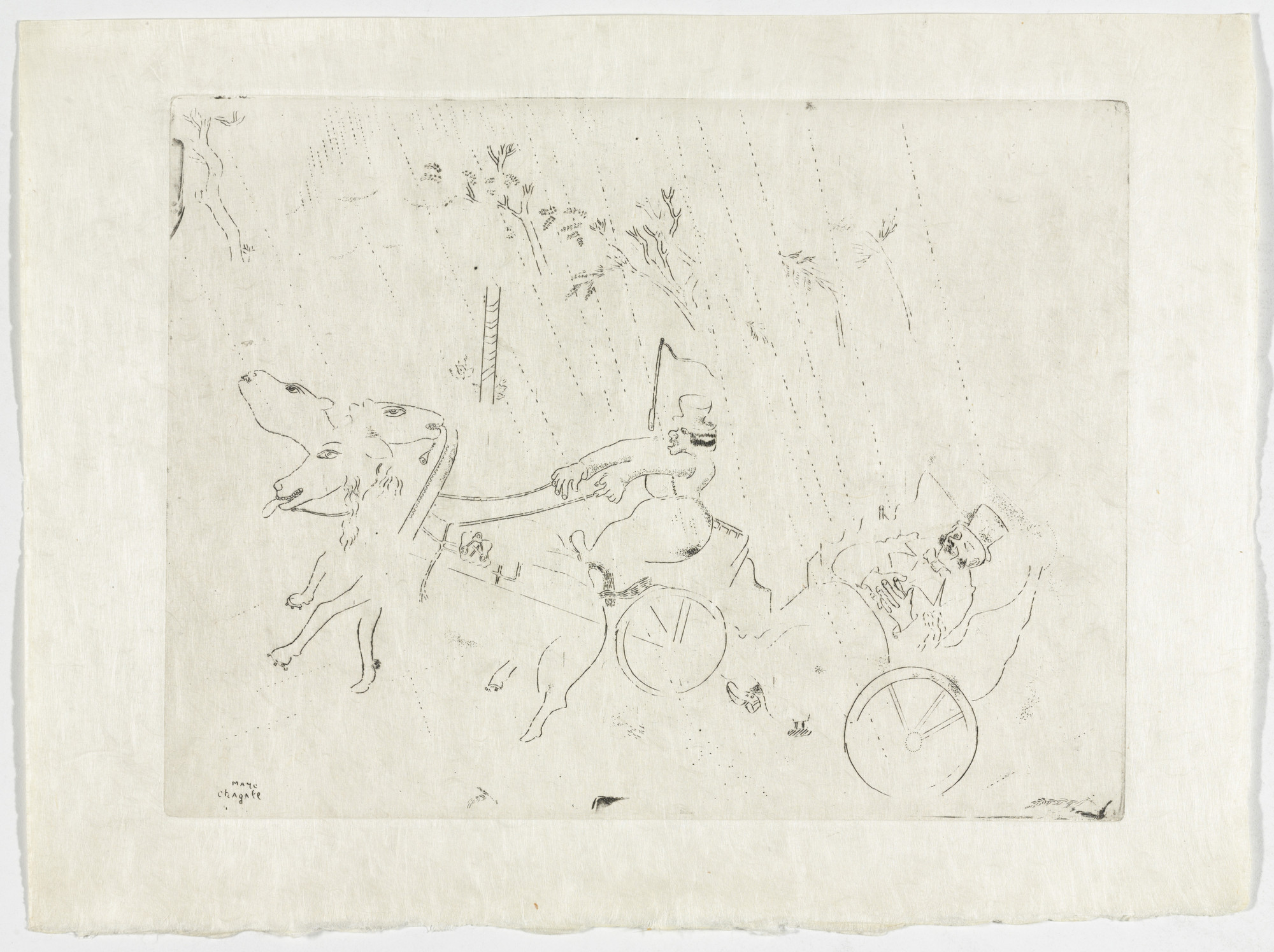 Marc Chagall. On the Road to Sobakévitch (En Route vers Sobakévitch), plate XIII (supplementary suite) from Les Âmes mortes