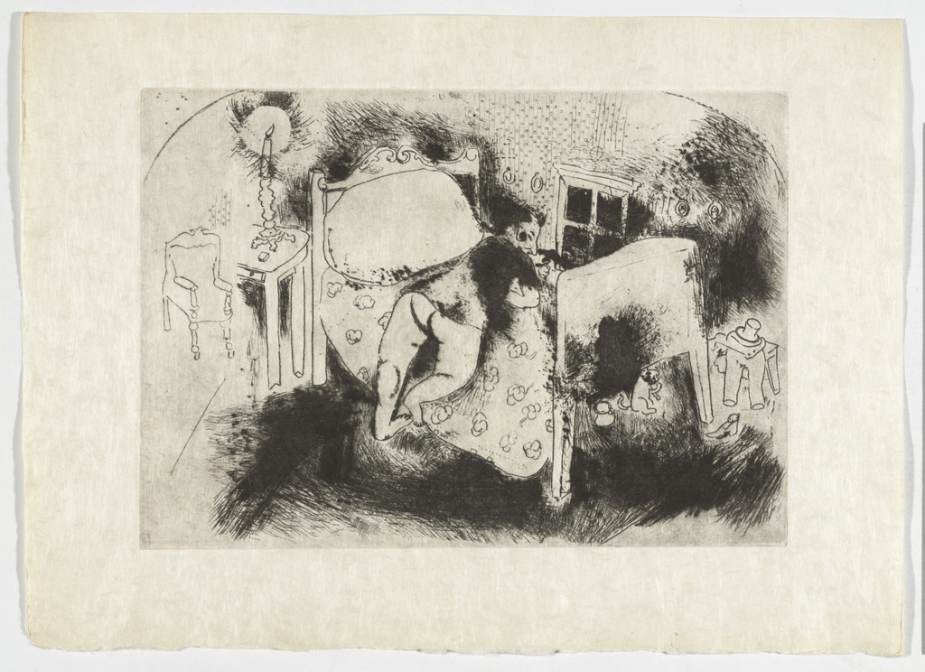 Tchitchikov on the Bed (Tchitchikov sur le lit), plate XVI (supplementary suite) from Les Âmes mortes