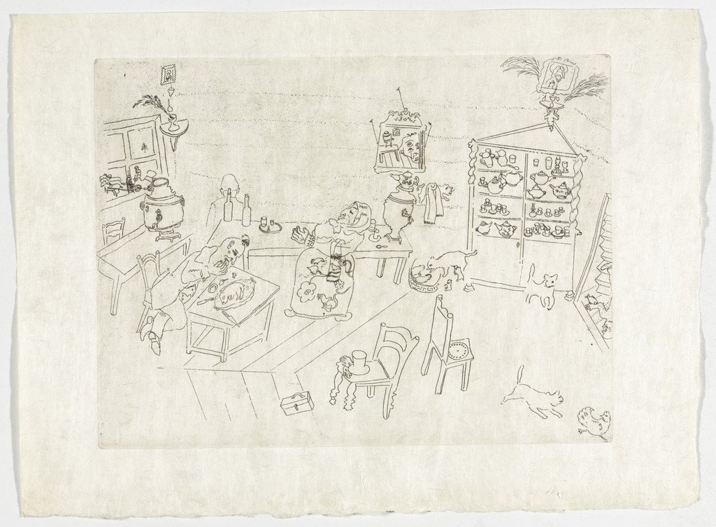 Meal in the Tavern (Repas dans le traktir), plate XXI (supplementary suite) from Les Âmes mortes