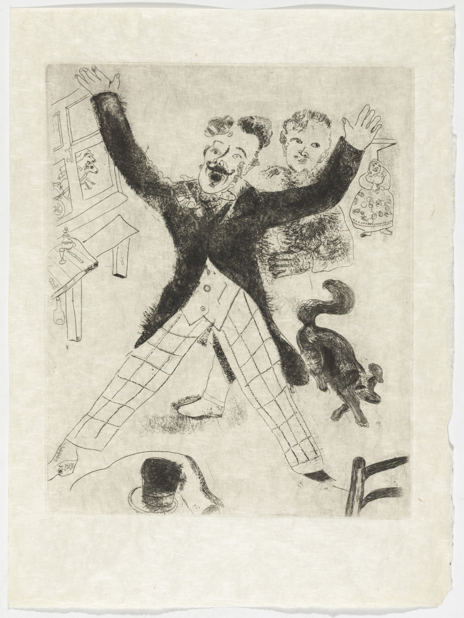 Marc Chagall. Nozdriov, plate XXII (supplementary suite) from Les Âmes mortes