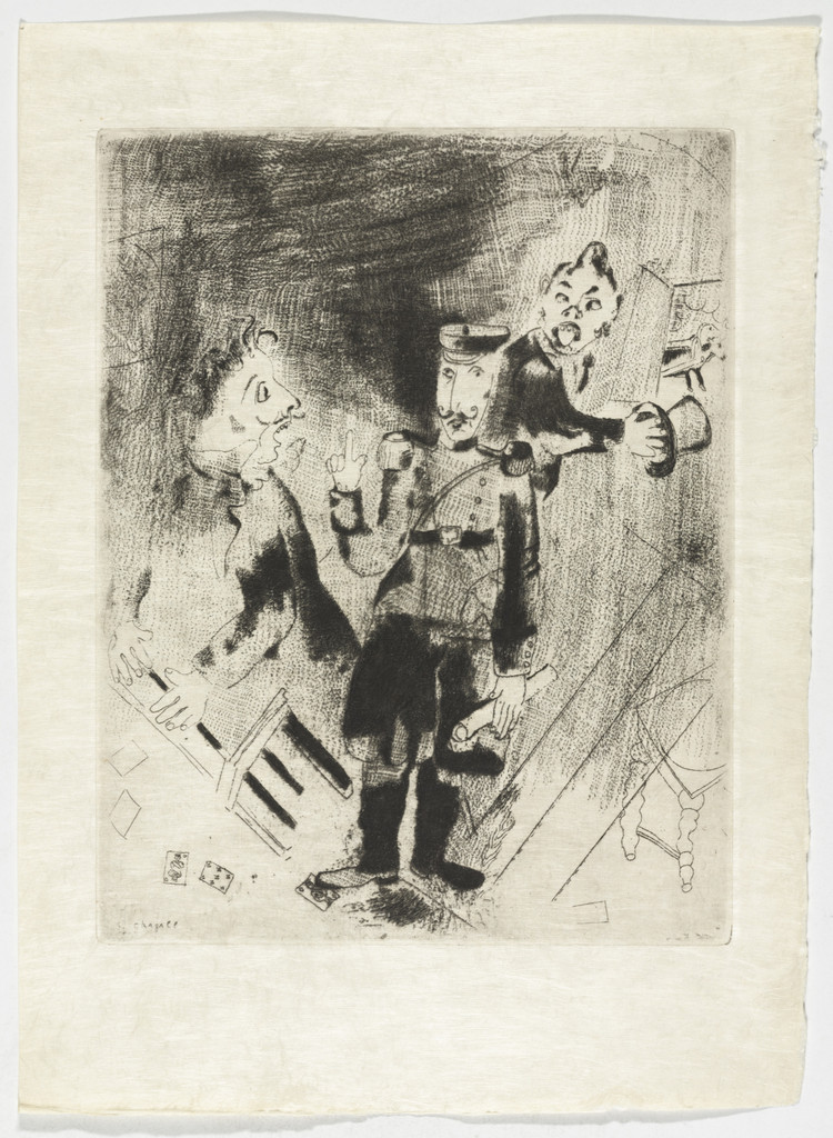 Apparition of Police (Apparition des policiers), plate XXV (supplementary suite) from Les Âmes mortes, Marc Chagall, 1923-48