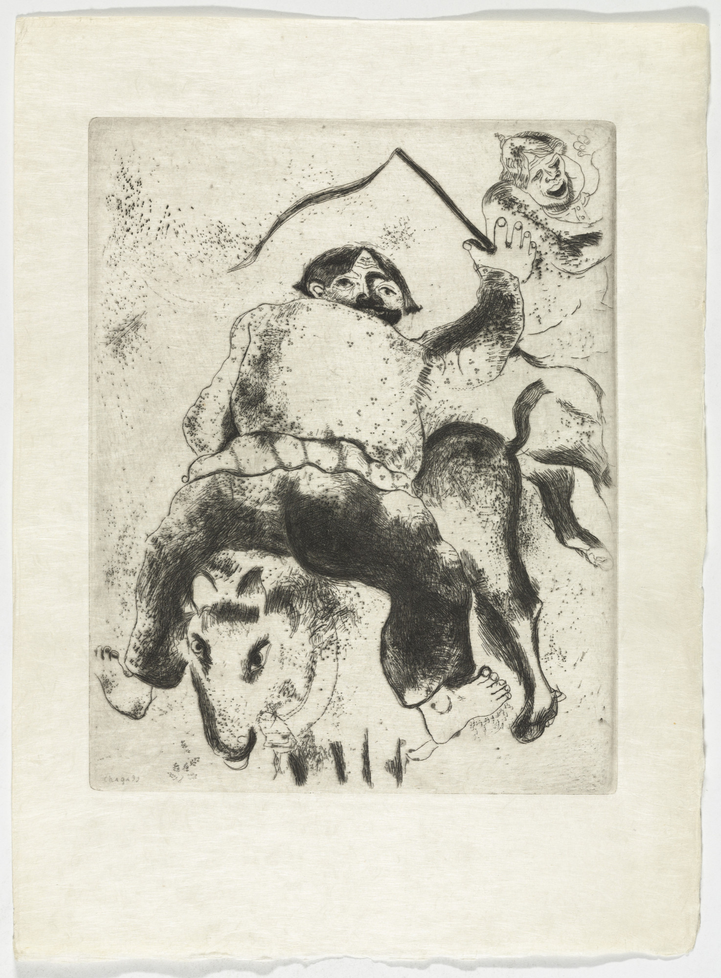 Marc Chagall. Father Mitiaï and Father Miniaï (Le Père Mitiaï et le père miniaï), plate XXIX (supplementary suite) from Les Âmes mortes