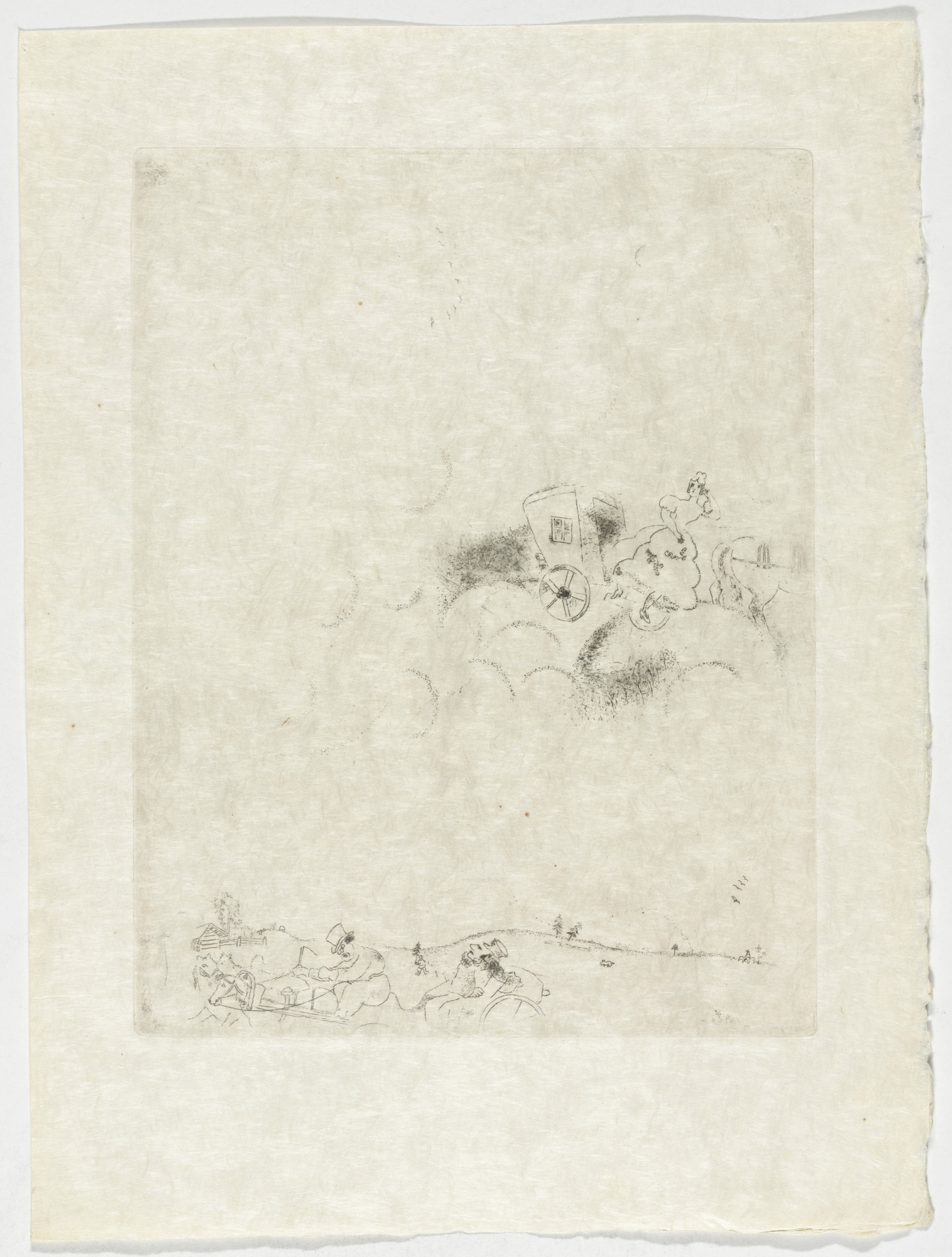 Marc Chagall. Tchitchikov's Dreams (Les rêves de Tchitchikov), plate XXX (supplementary suite) from Les Âmes mortes