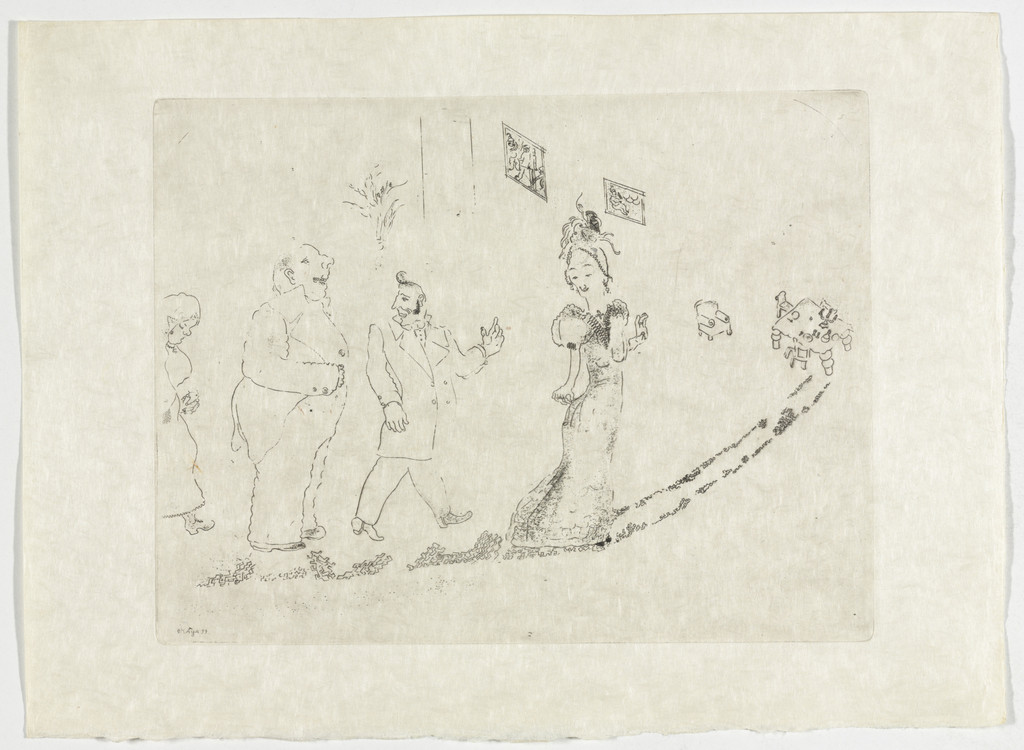 Walking to the Table (On passe à table), plate XXXIV (supplementary suite) from Les Âmes mortes, Marc Chagall, 1923-48