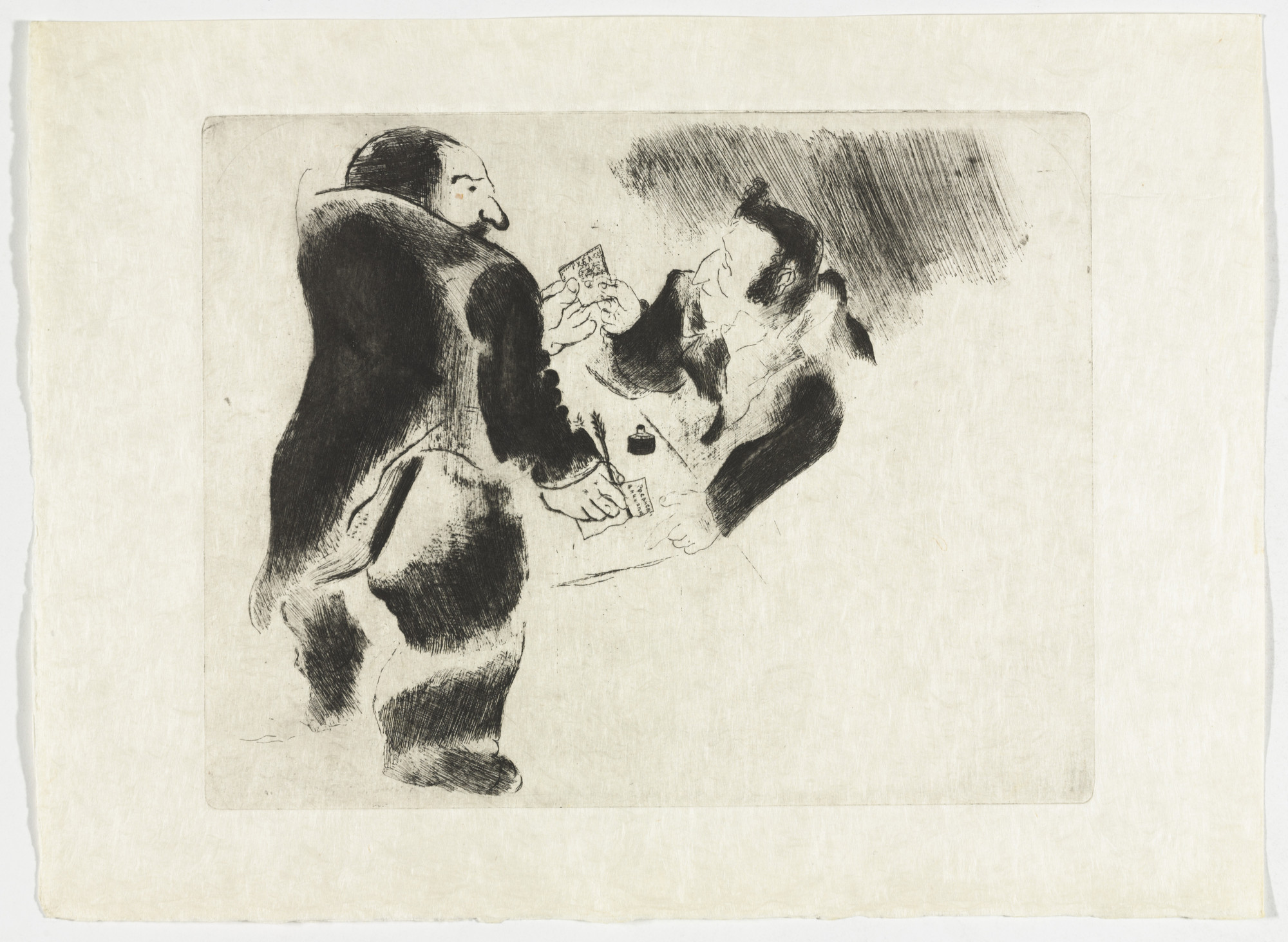 Marc Chagall. The Deposit (Les Arrhes), plate XXXVIIter (supplementary suite) from Les Âmes mortes