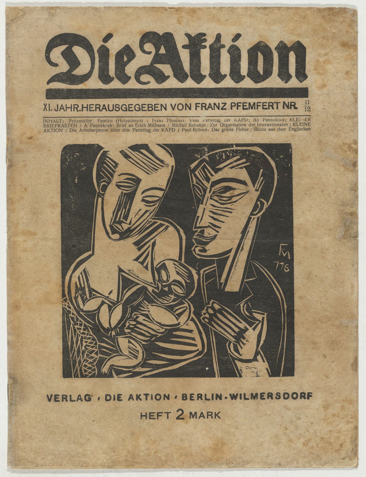 Conrad Felixmüller. Die Aktion, vol. 11, no. 11/12