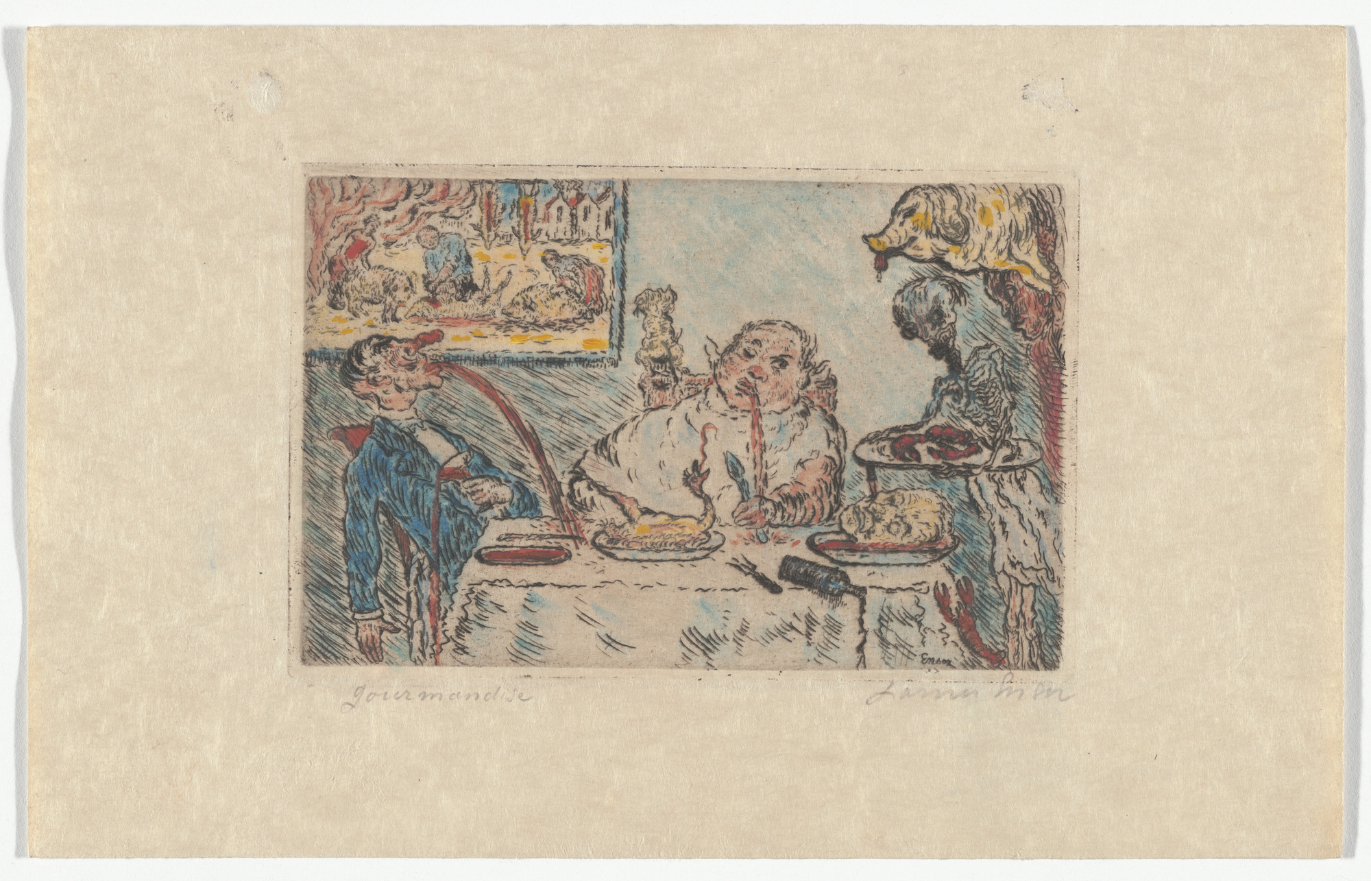 James Ensor. Gluttony ( La Gourmandise ) from The Deadly Sins ( Les Péchés capitaux )