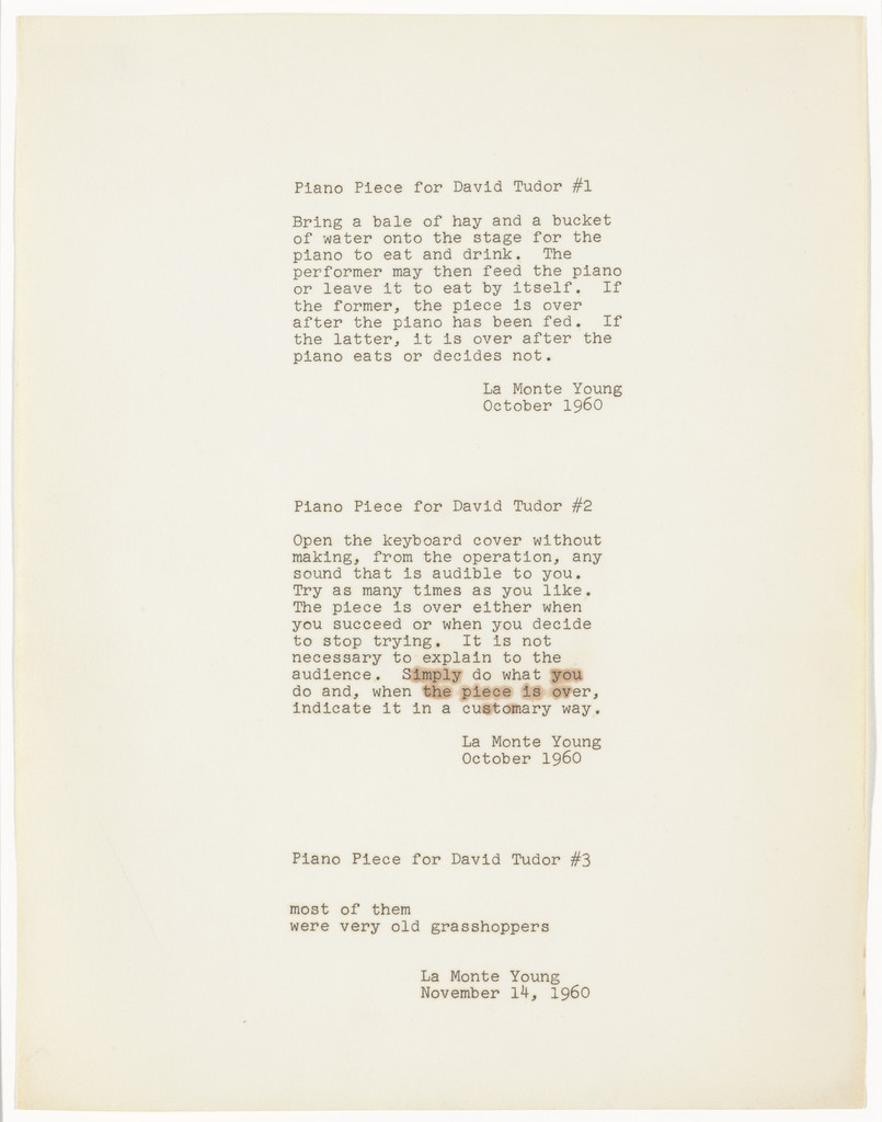 Piano Piece for David Tudor #1, Piano Piece for David Tudor #2, andPiano Piece for David Tudor #3