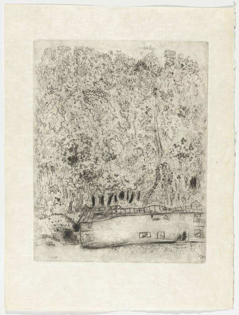 The Old Park of Pliouchkine (Le vieux parc de Pliouchkine), plate XXXIX (supplementary suite) from Les Âmes mortes, Marc Chagall, 1923-48
