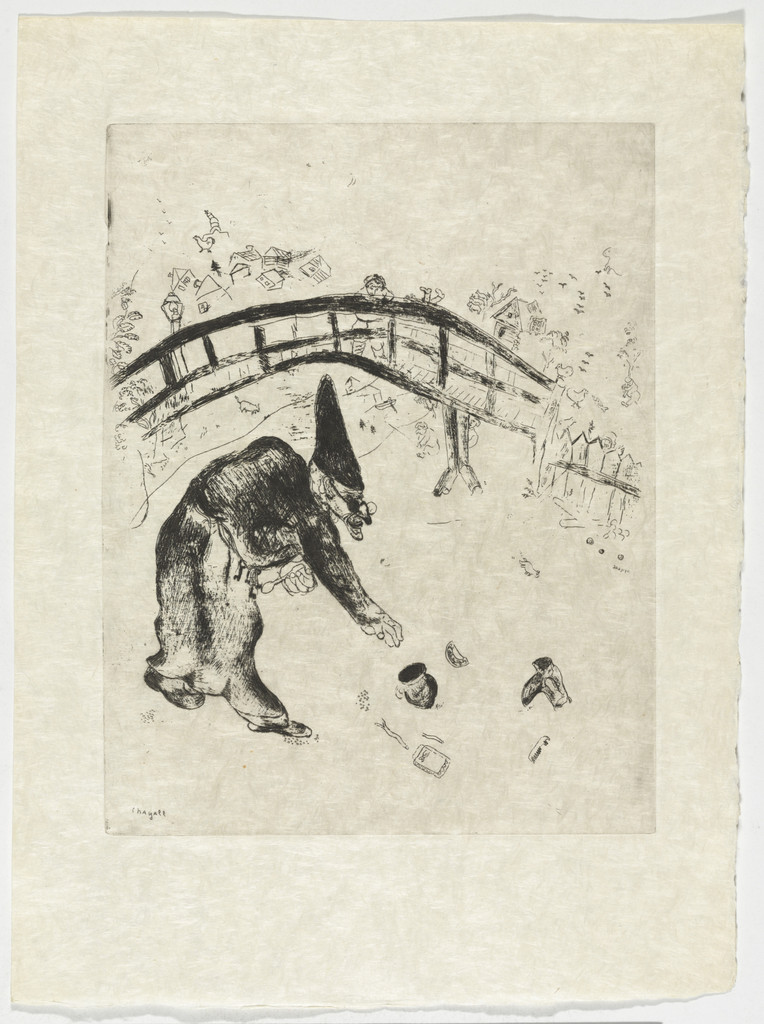 Pliouchkine Scavenging Under the Bridge (Pliouchkine ramassant sous le pont), plate XLII (supplementary suite) from Les Âmes mortes
