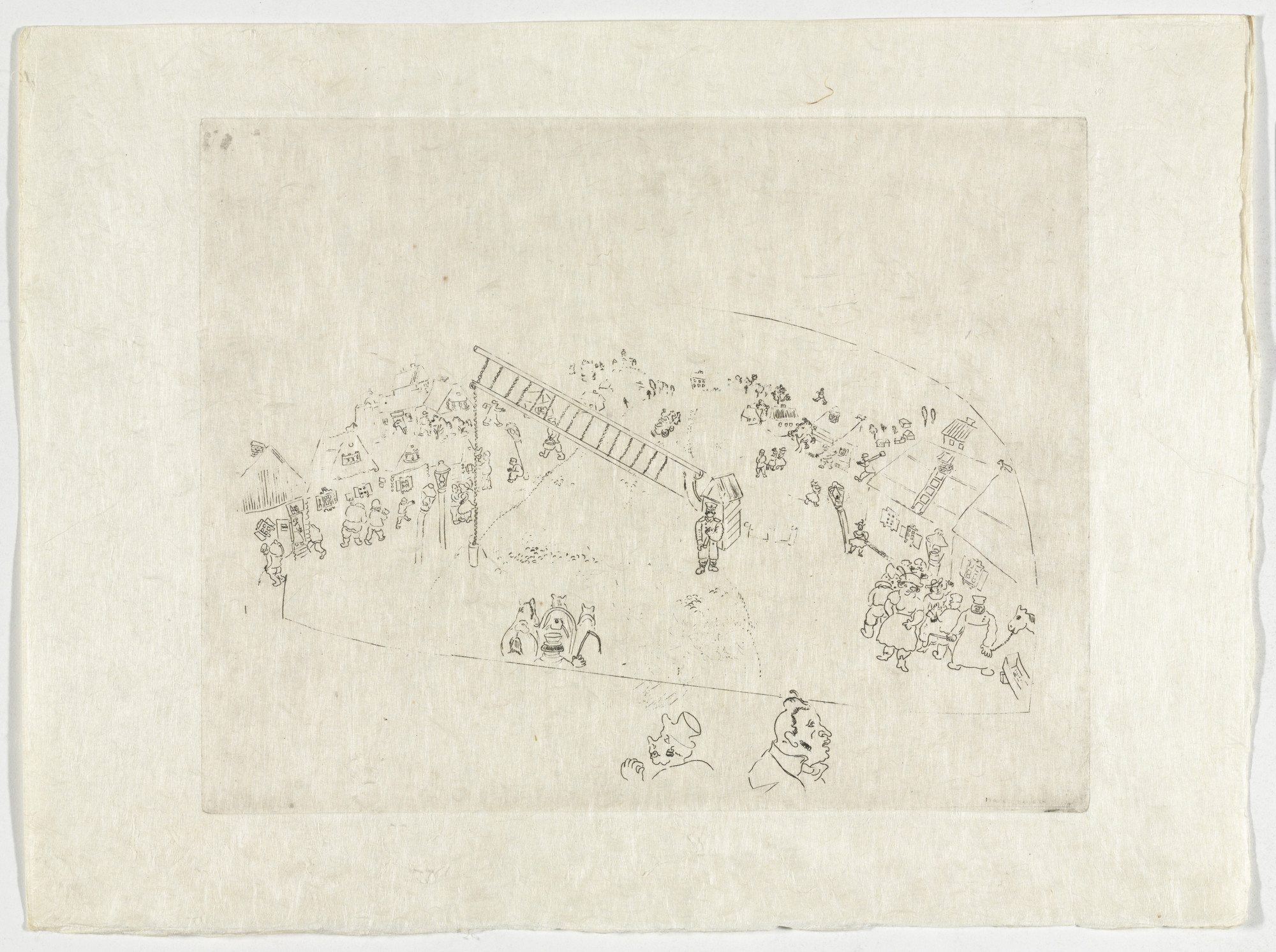 Marc Chagall. At the Village Gate (A la barrière de la ville), plate XLVII (supplementary suite) from Les Âmes mortes