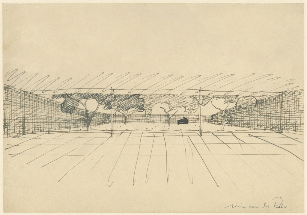 Court House, project (Perspective sketch with mural)