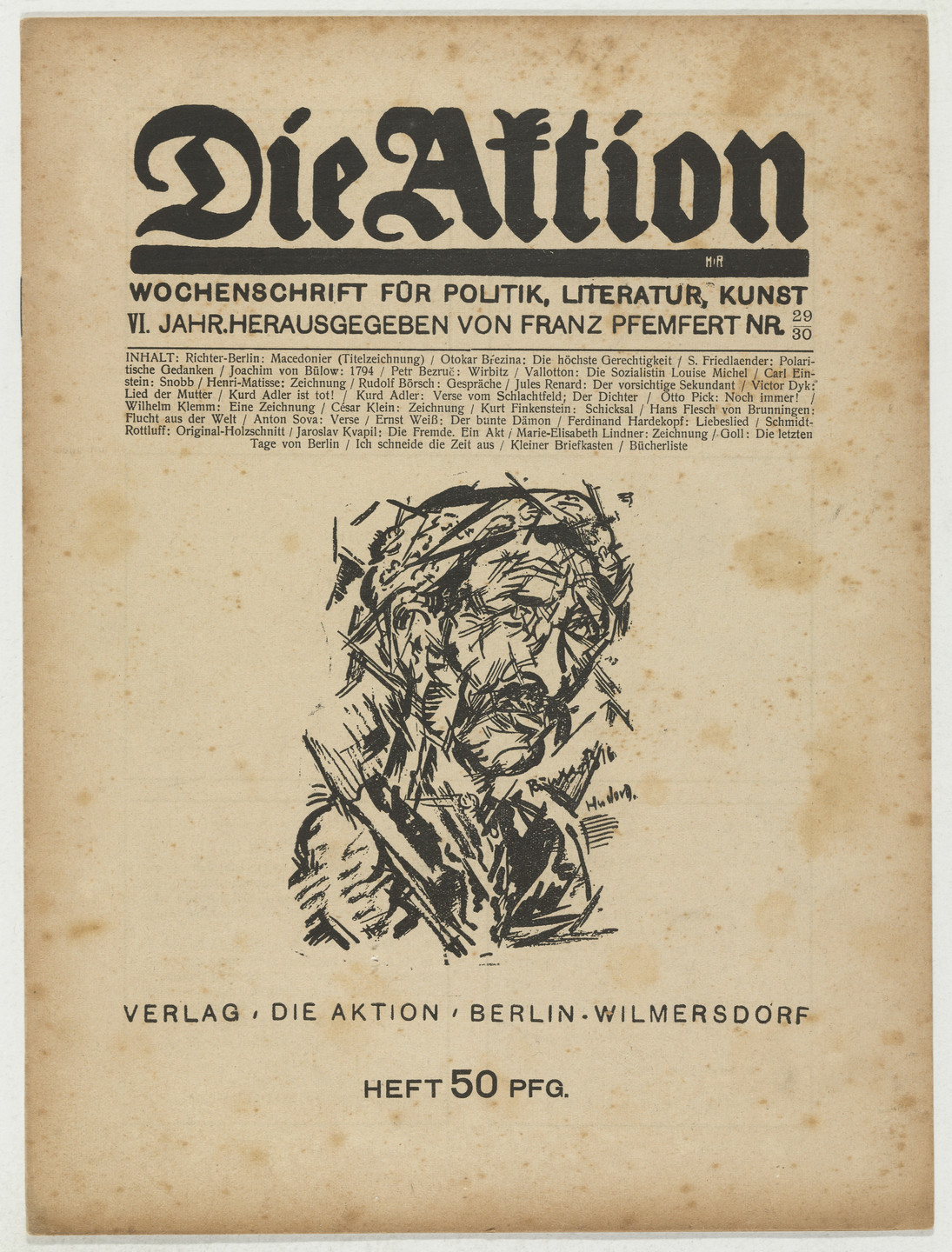 Karl Schmidt-Rottluff. Die Aktion, vol. 6, no. 29/30. July 22, 1916