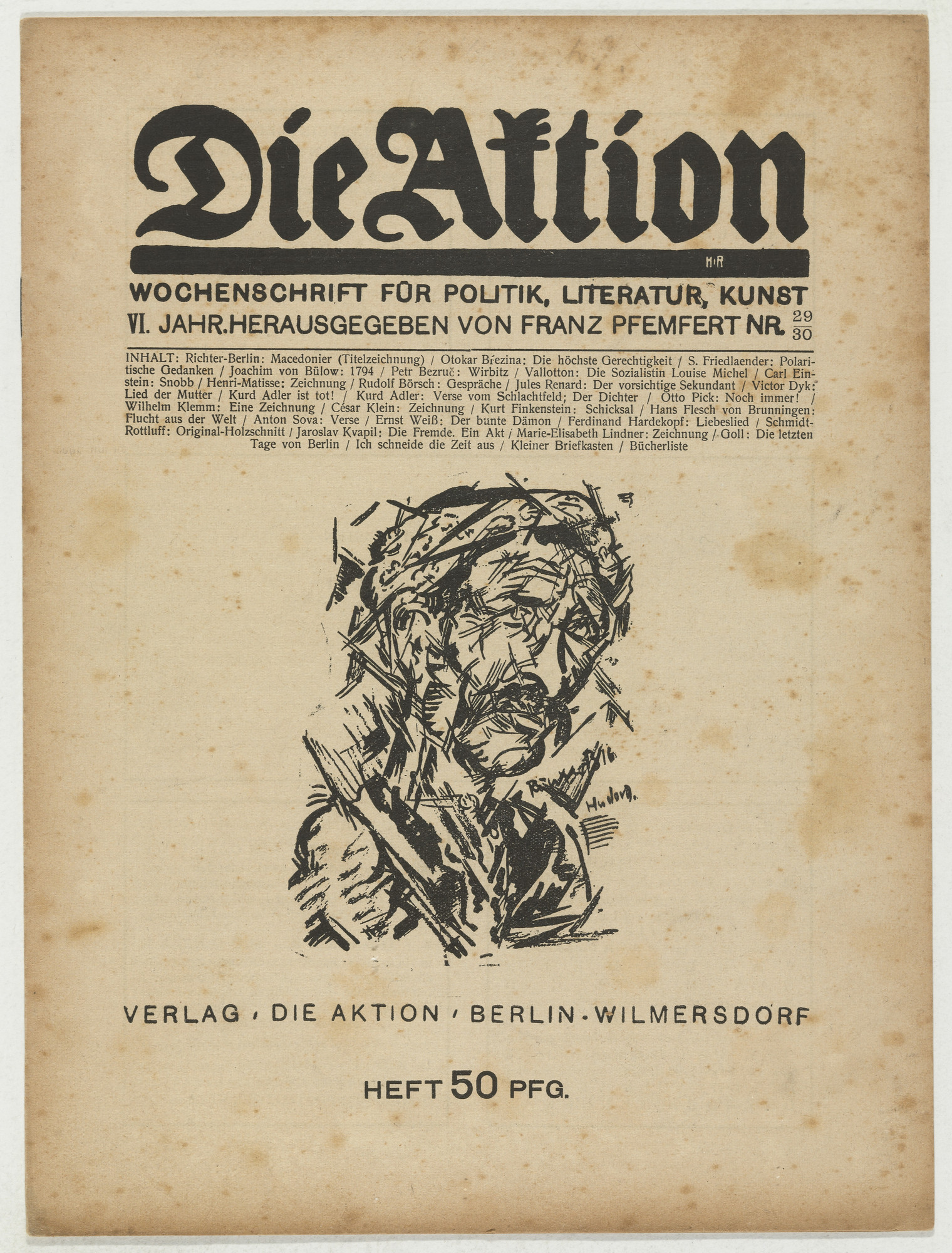 Karl Schmidt-Rottluff. Die Aktion, vol. 6, no. 29/30
