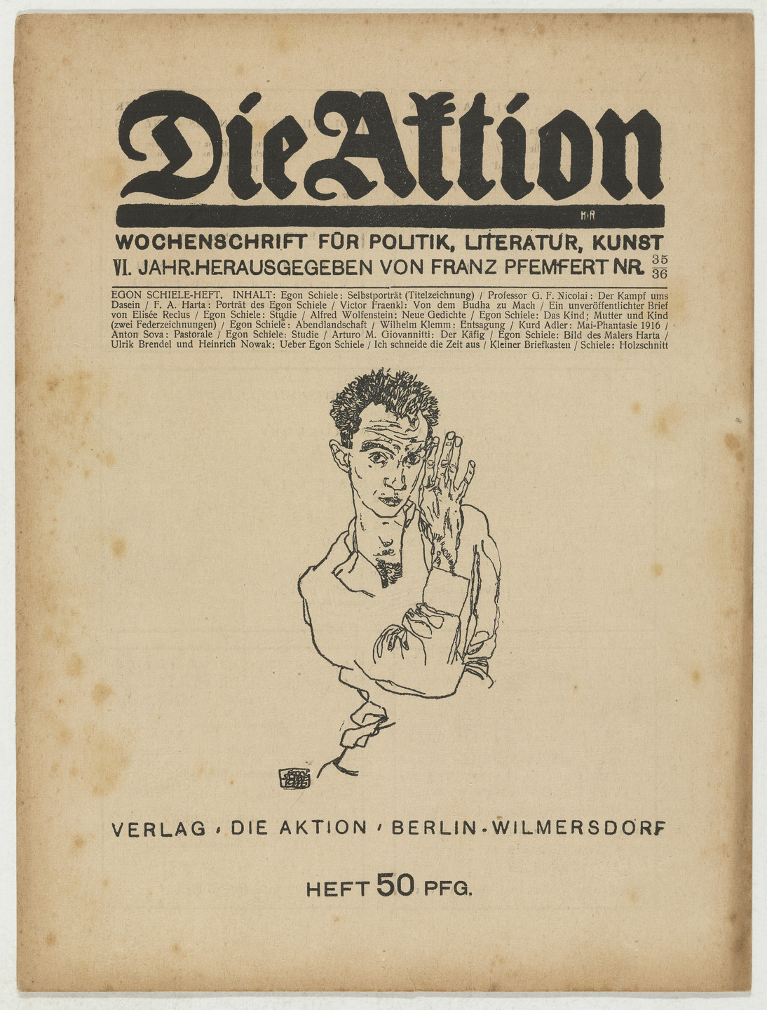 Egon Schiele. Die Aktion, vol. 6, no. 35/36. September 2, 1916