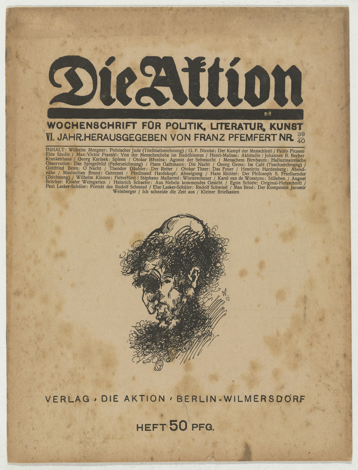 Egon Schiele. Die Aktion, vol. 6, no. 39/40