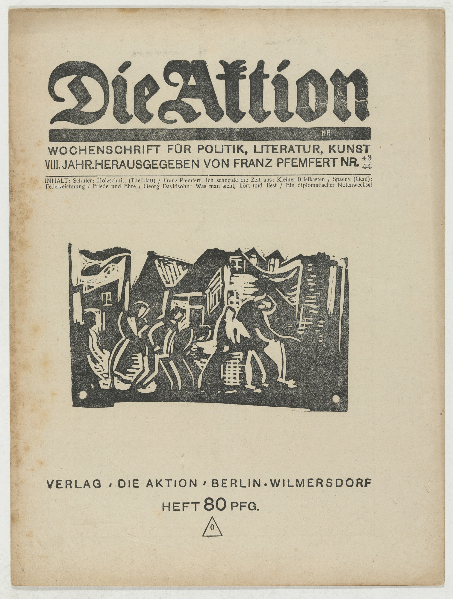 Wilhelm Schuler. Die Aktion, vol. 8, no. 43/44