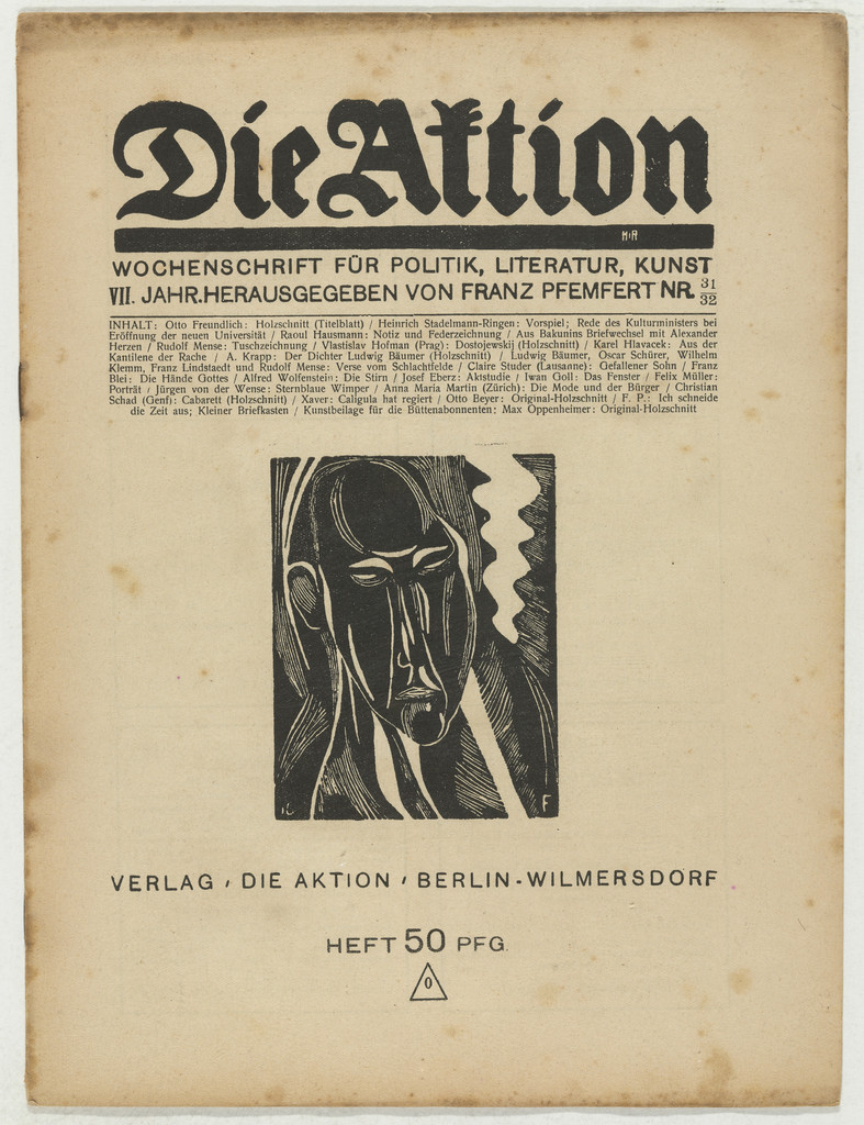Die Aktion, vol. 7, no. 31/32 by Otto Freundlich, Conrad Felixmüller, Christian Schad, Otto Beyer, Leipzig/Berlin, A. Krapp