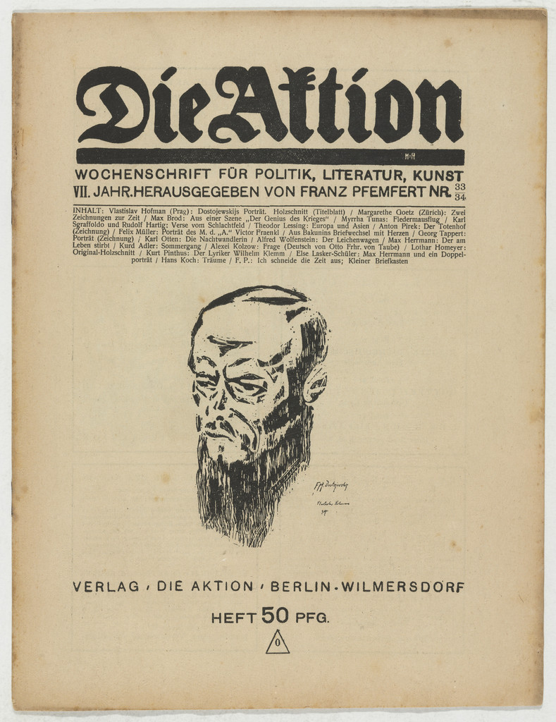 Die Aktion, vol. 7, no. 33/34 by Otto Freundlich, Lothar Homeyer