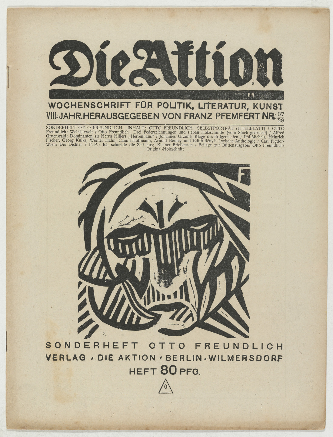 Otto Freundlich. Die Aktion, vol. 8, no. 37/38. September 21, 1918